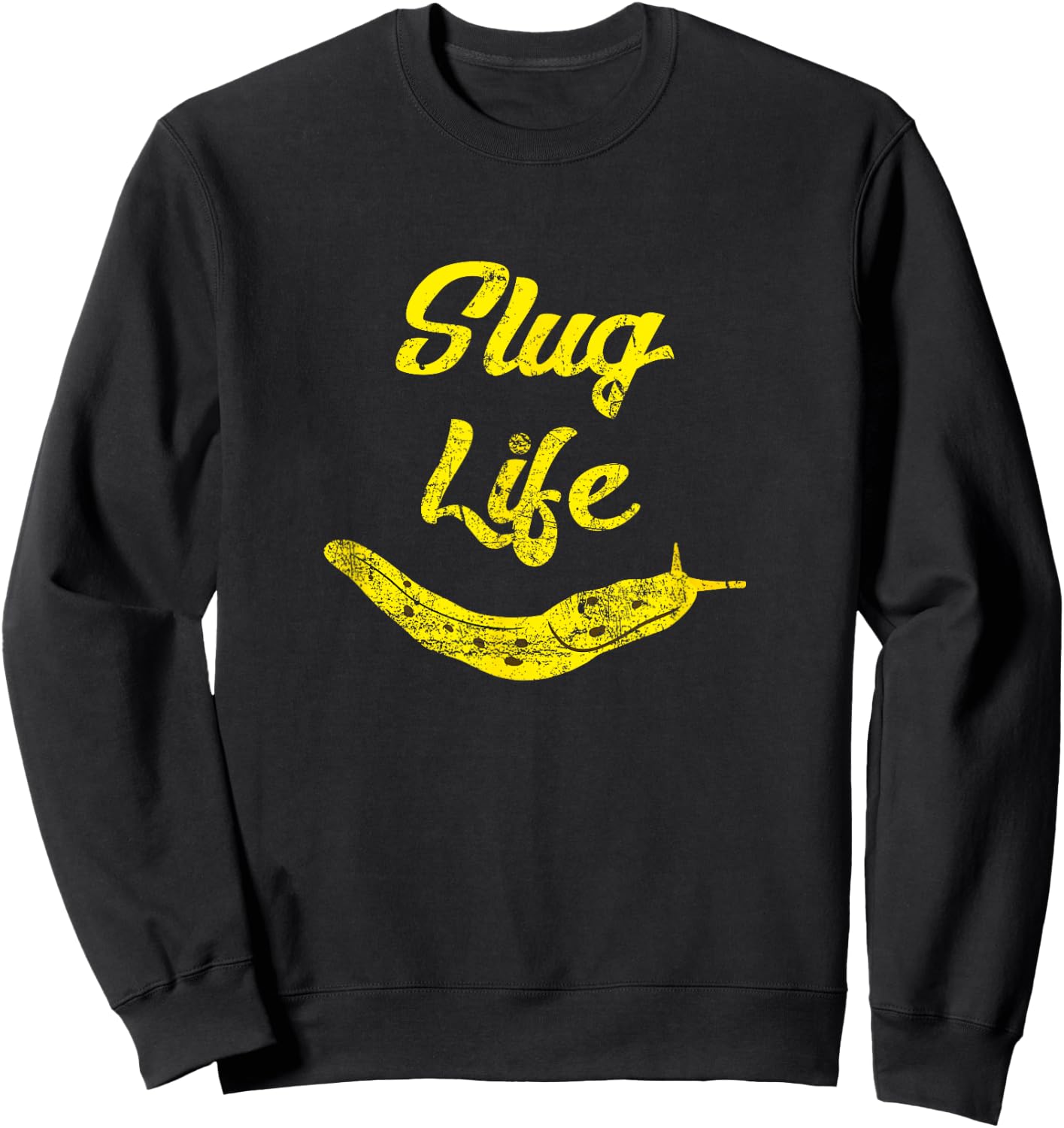 Slug Life Yellow Banana Slug Distressed Sweatshirt - Sweatshirt | Black