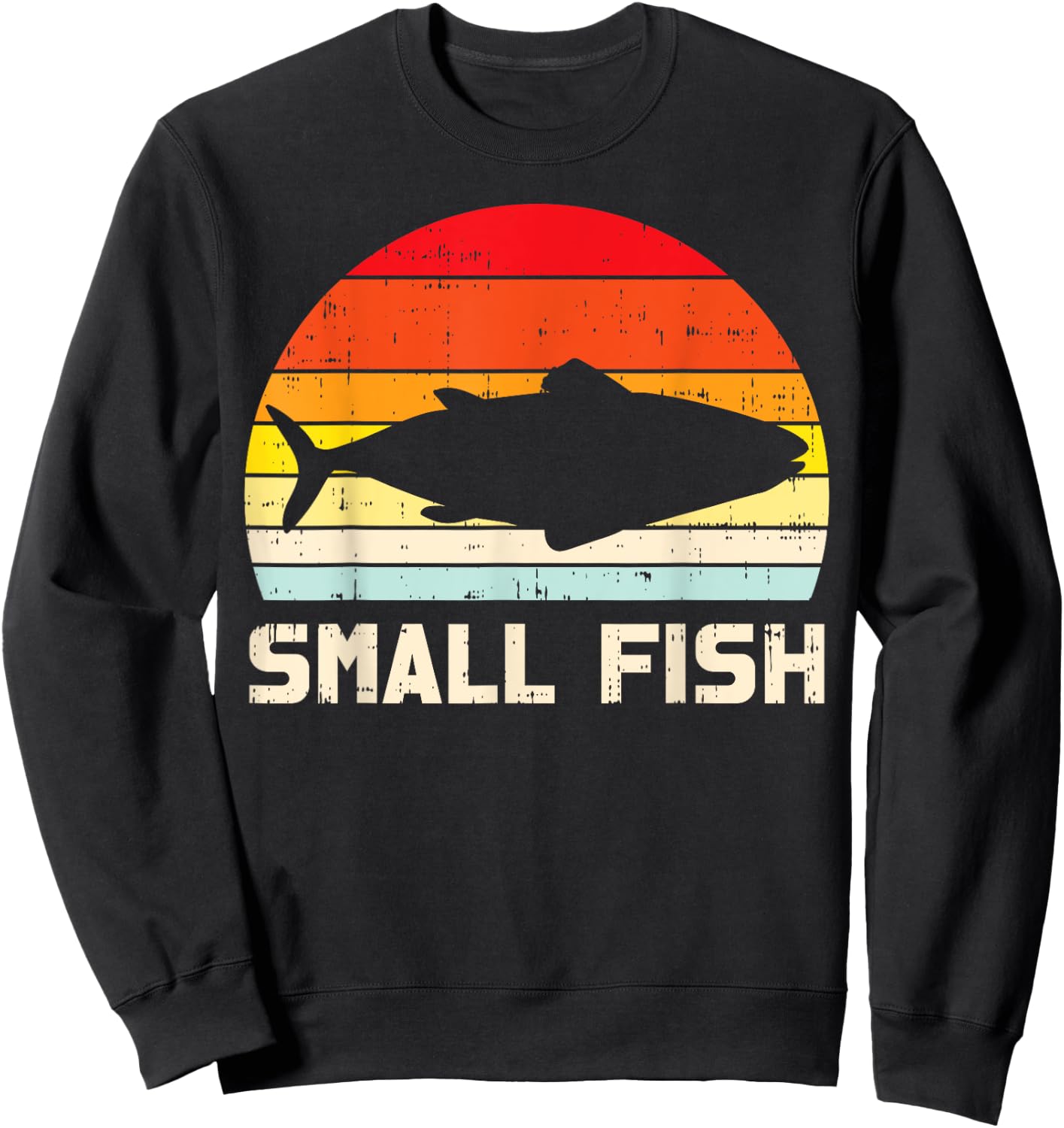 Small Fish Retro Bass Fishing Family Matching Son Boys Gift Sweatshirt - Sweatshirt | Black