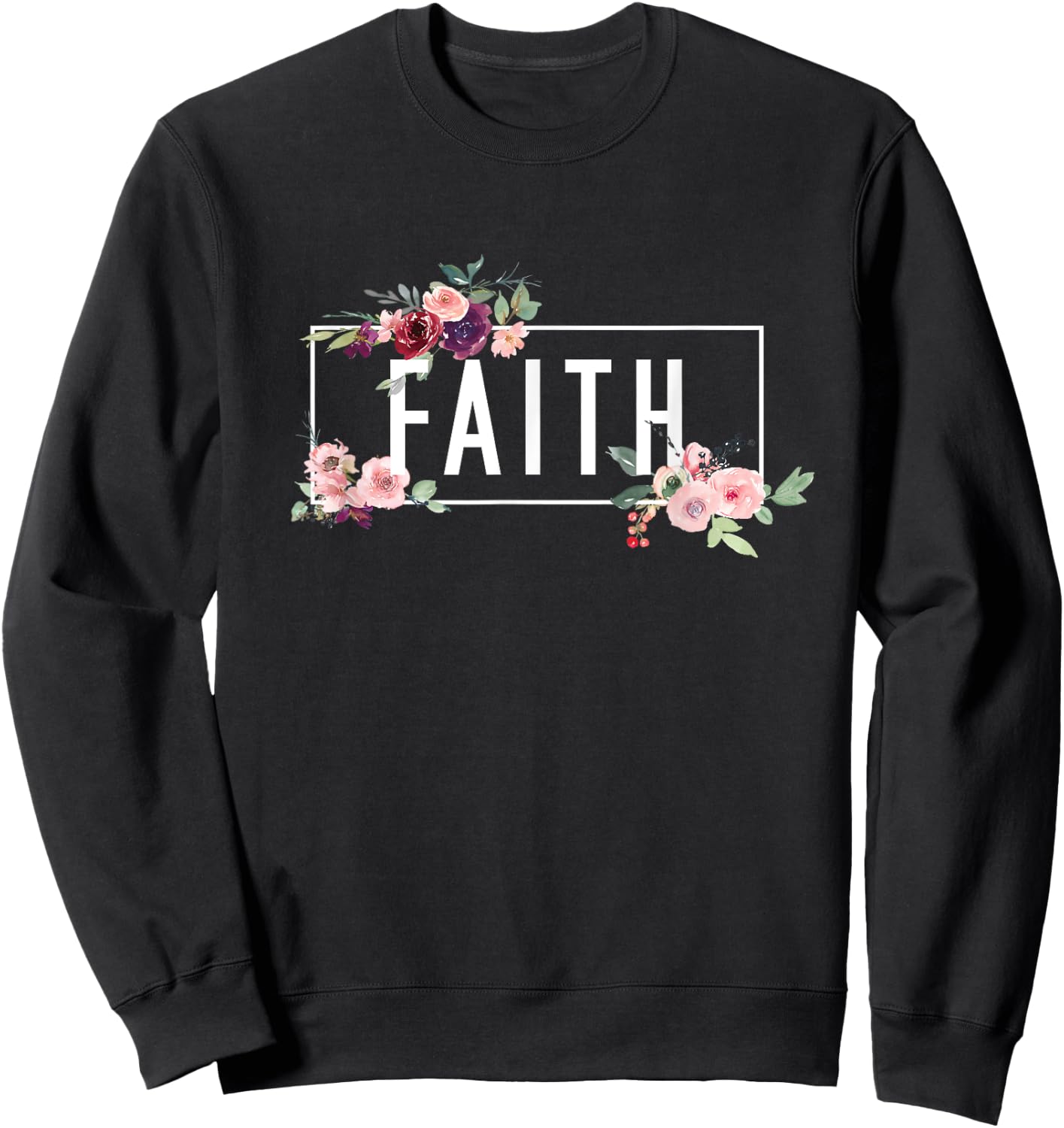 Modern Flora Flowers Bouquet Design. Spiritual Woman Faith Sweatshirt - Sweatshirt | Black