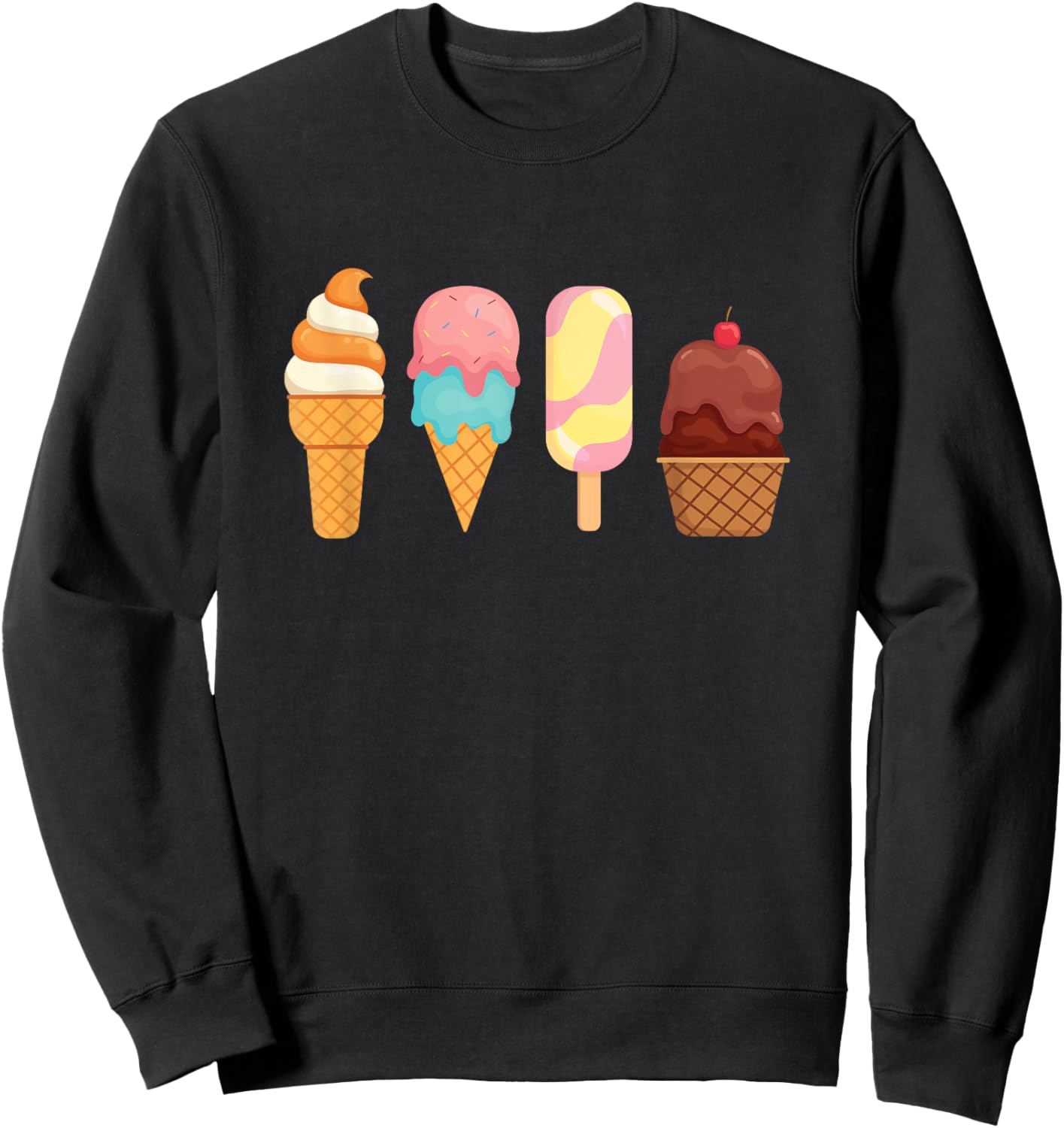 Ice Cream Cones - Ice Cream Lover Gelato Sweet Tooth Sweatshirt - Sweatshirt | Black
