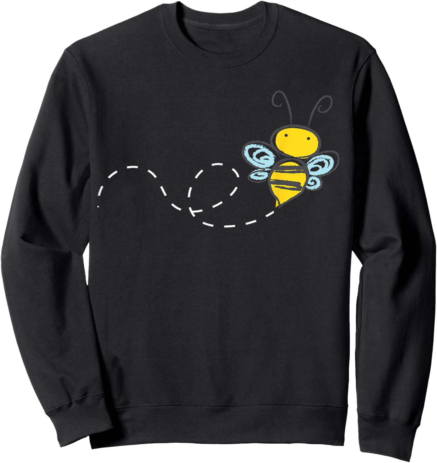 Bee Cartoon Bumble Honey Buzz Sketch Yellow Sweatshirt - Sweatshirt | Black