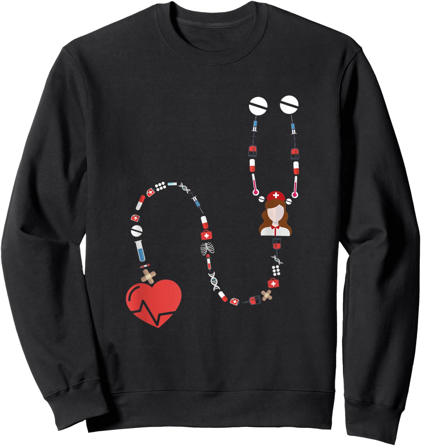 Love Nursing Student Medical School Nurse Sweatshirt - Sweatshirt | Black