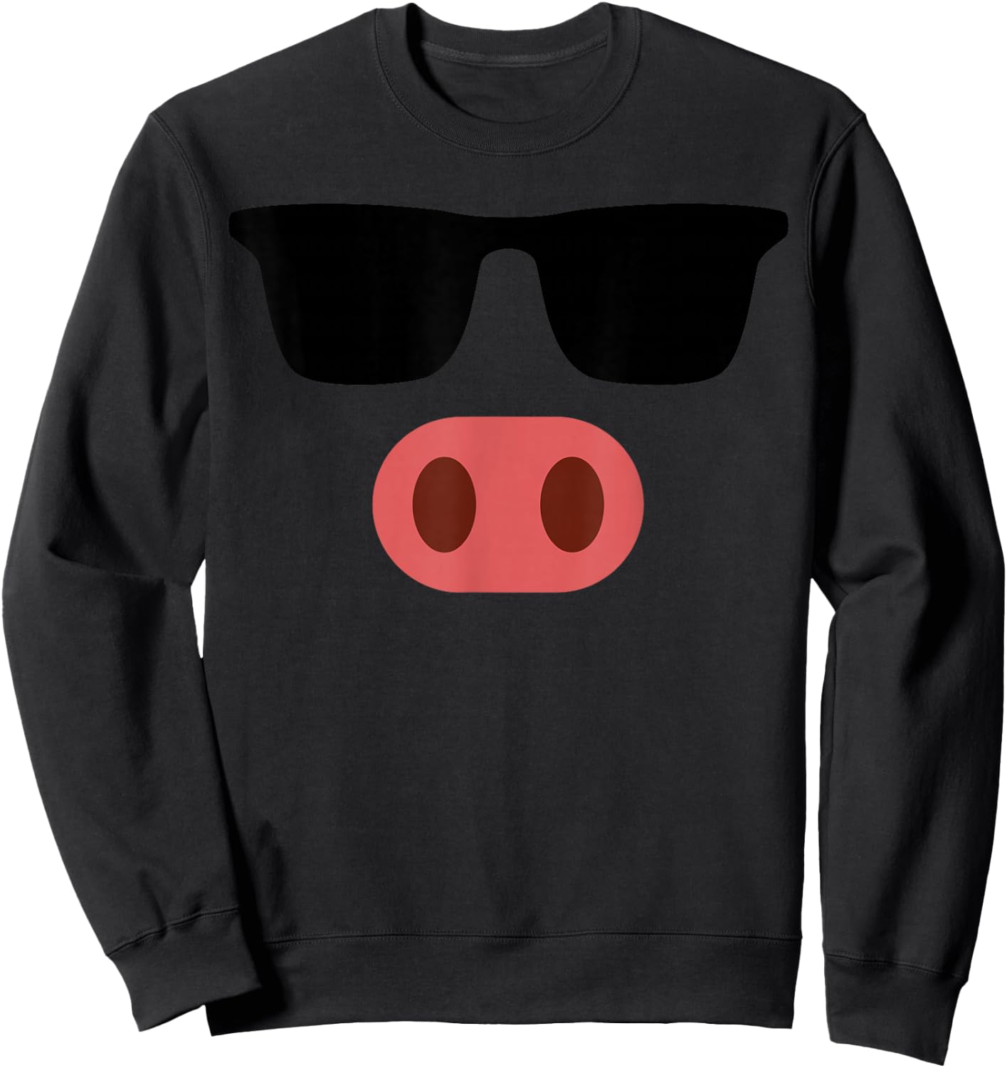 Funny Pink Pig Face Cool Sunglasses Cute Halloween Costume Sweatshirt - Sweatshirt | Black