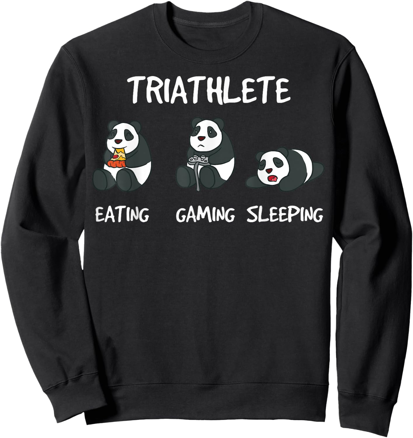 Gamer Triathlete Funny Gaming Panda Bear Playing Video Game Sweatshirt - Sweatshirt | Black