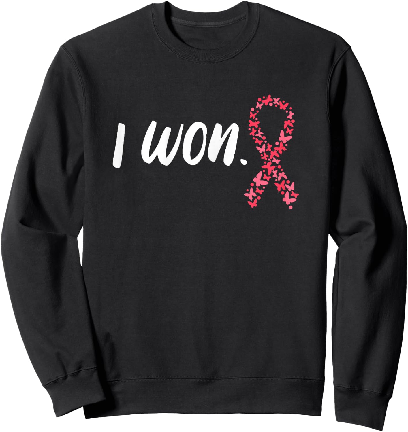 I Won Breast Cancer Awareness Support Pink Ribbon Survivor Sweatshirt - Sweatshirt | Black