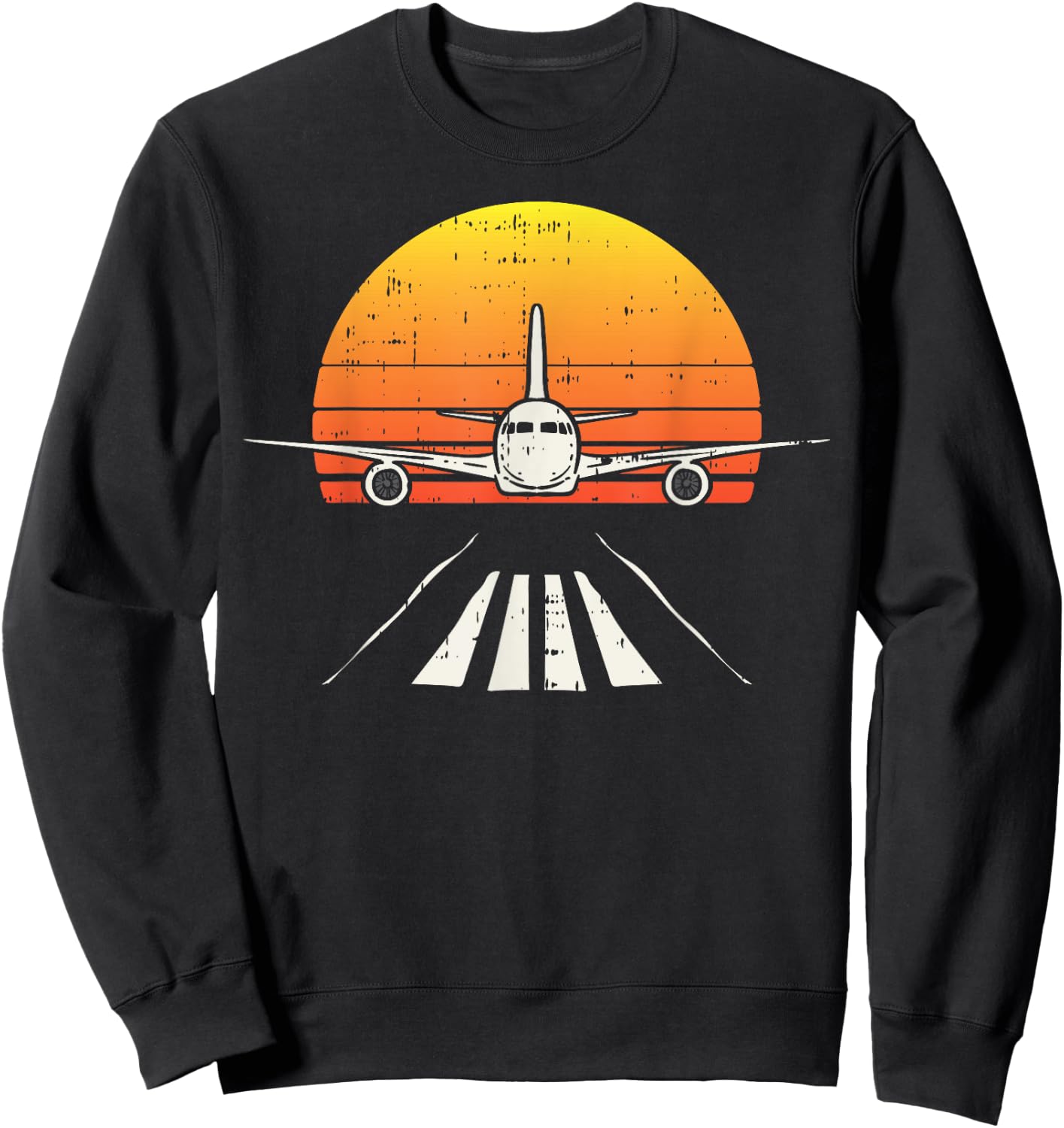 Landing Airplane Retro Aeroplane Pilot Aviation Lover Gift Sweatshirt - Sweatshirt | Black