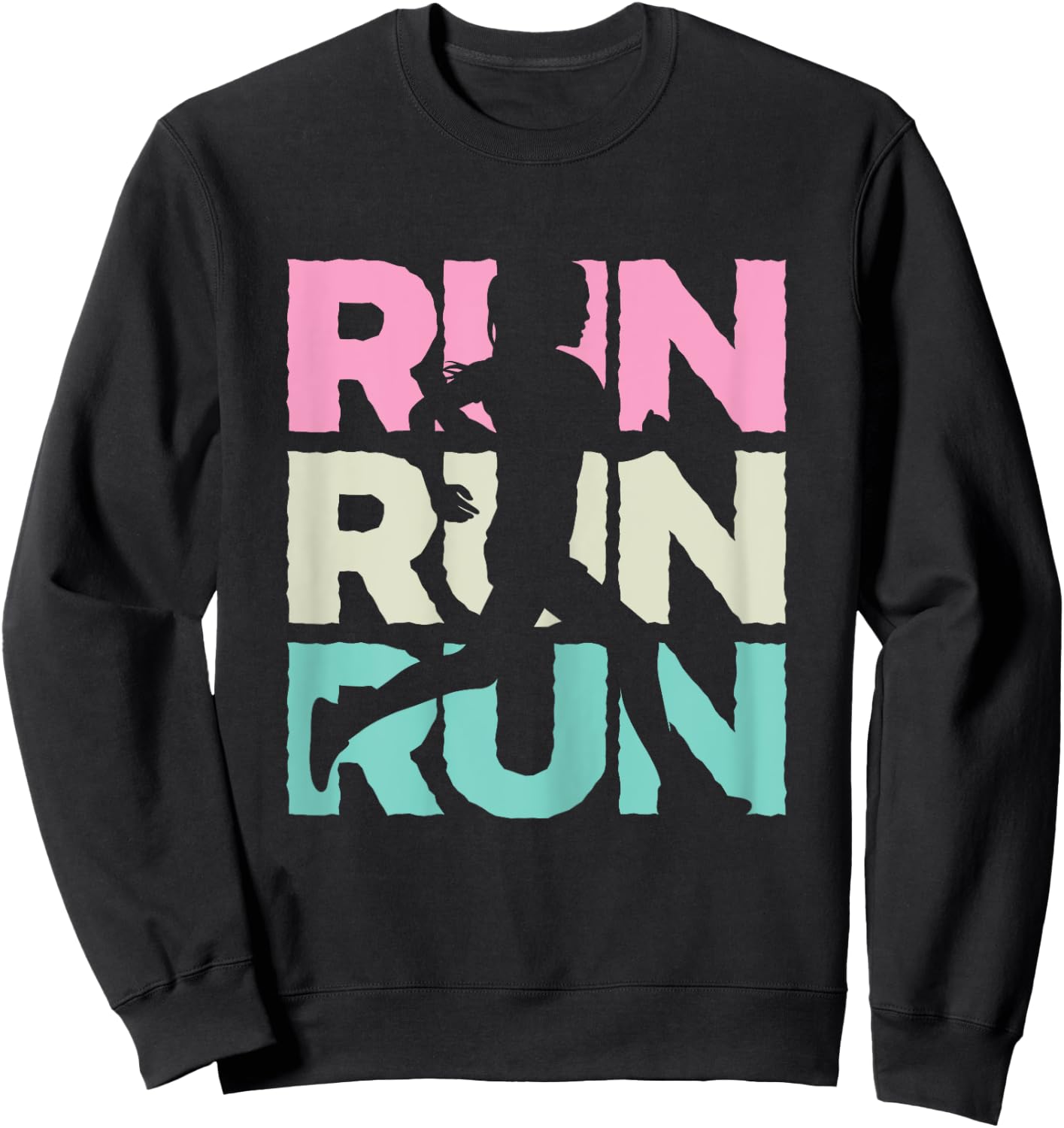 Retro RUN Runner Jogger Marathon Vintage for Girls Women Sweatshirt - Sweatshirt | Black