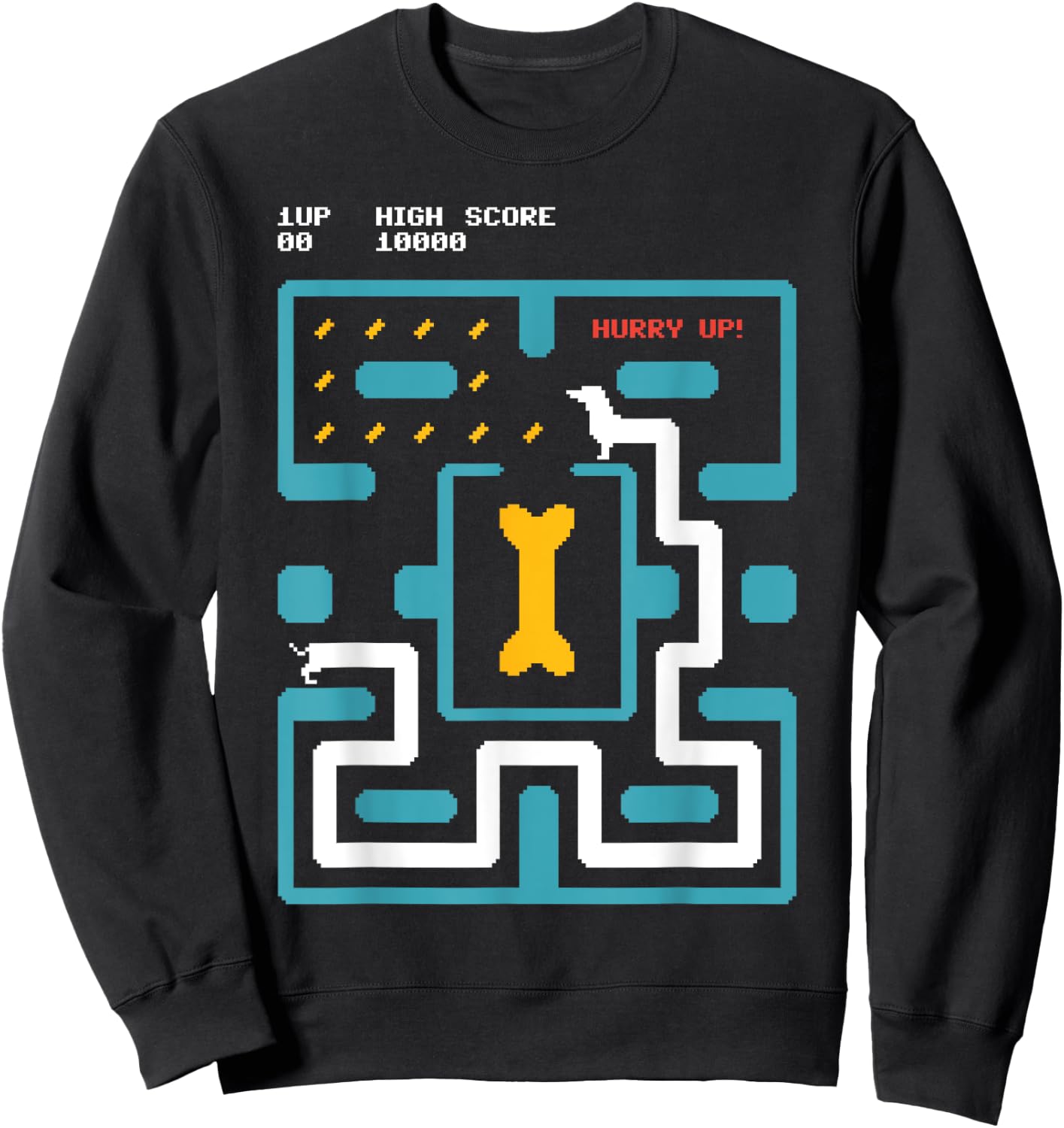 8 Bit Pixel Arcade Gaming Dachshund Dog 80s Retro Gamer Men Women Girls Kids Sweatshirt - Sweatshirt | Black
