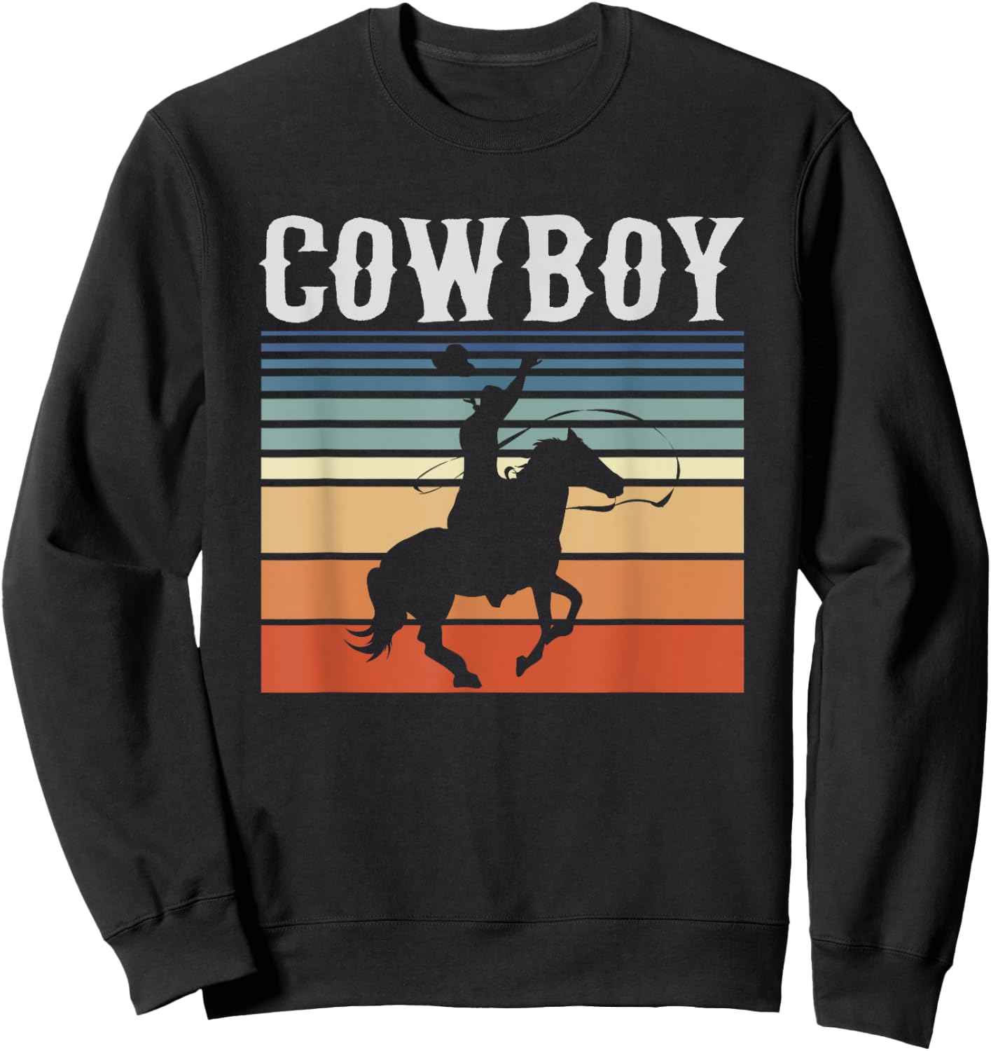 Retro Rodeo Western Bull Riding Line Dance Horse Cowboy Sweatshirt - Sweatshirt | Black