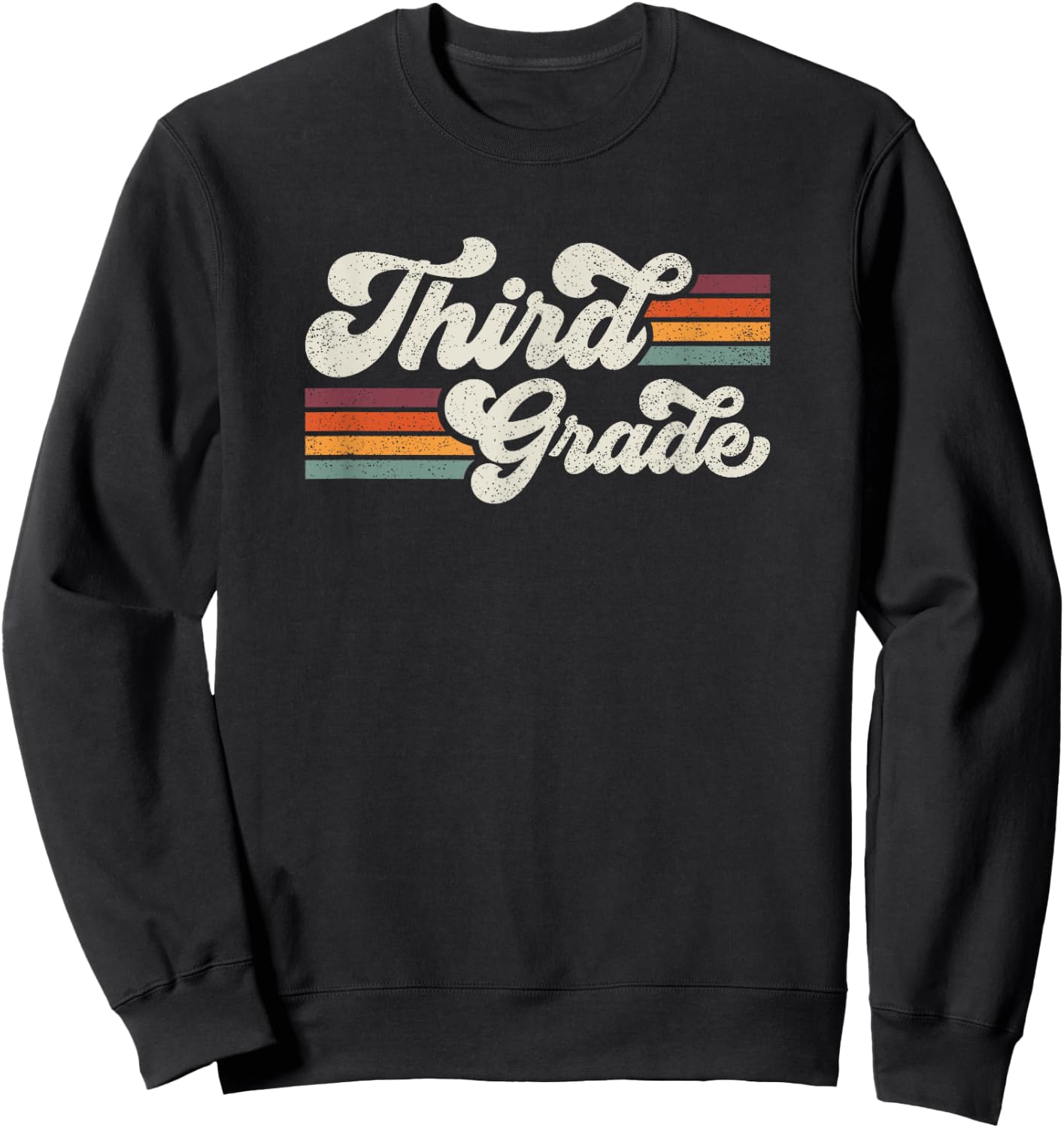 Retro Third Grade Teacher Back To School Sweatshirt - Sweatshirt | Black