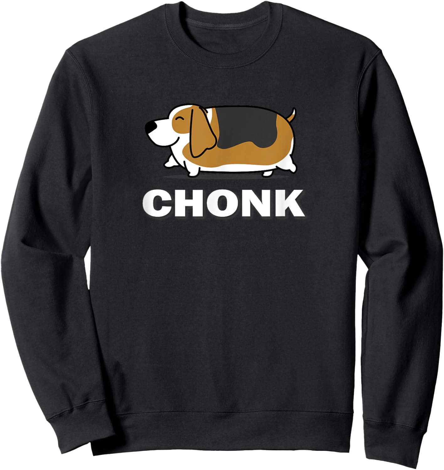 Kawaii Fat Chonk Chonky Kids Basset Hound Lover Sweatshirt - Sweatshirt | Black