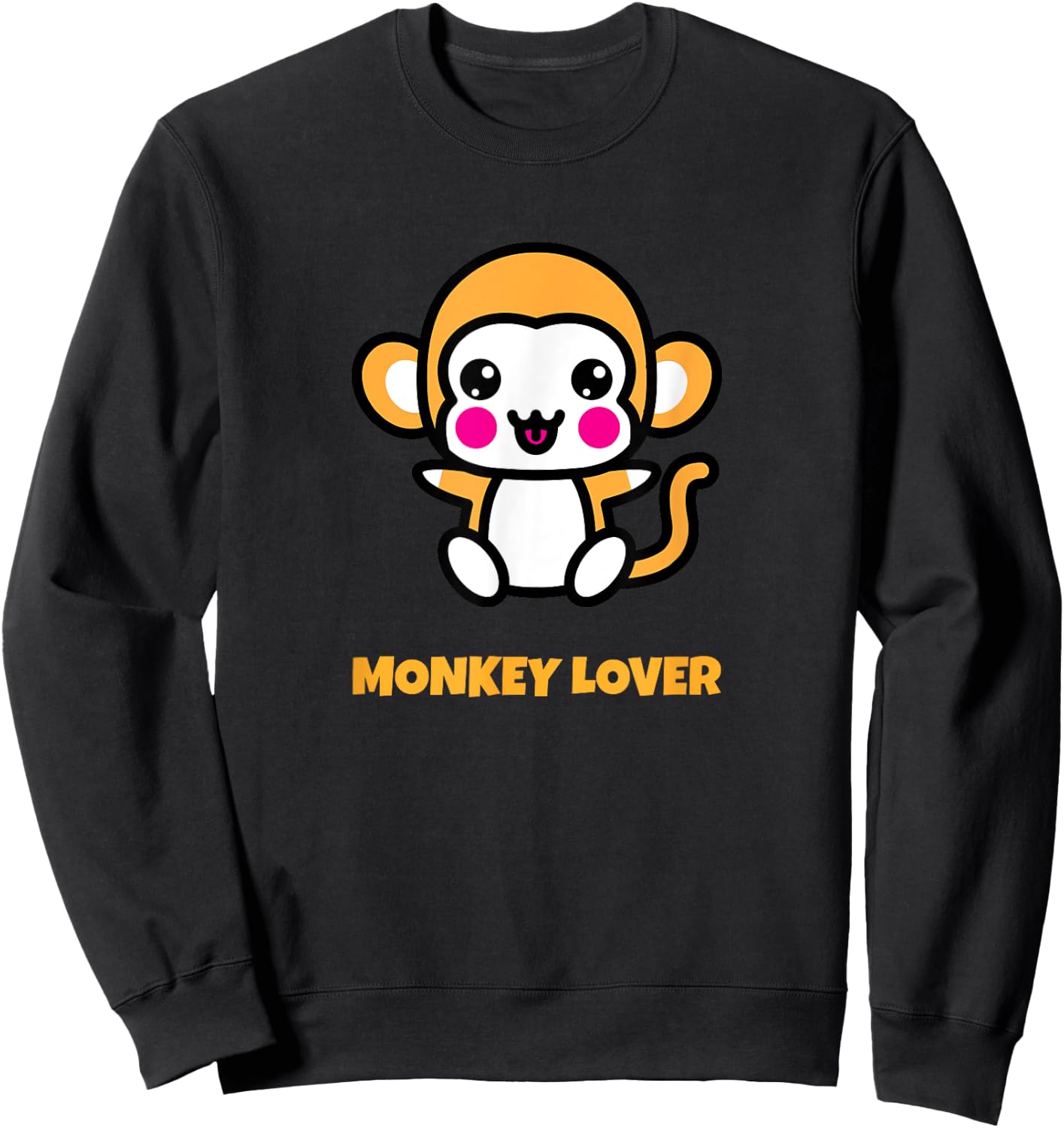 Cute Kawaii Monkey Anime Graphic Funny Animal Lover Sweatshirt - Sweatshirt | Black
