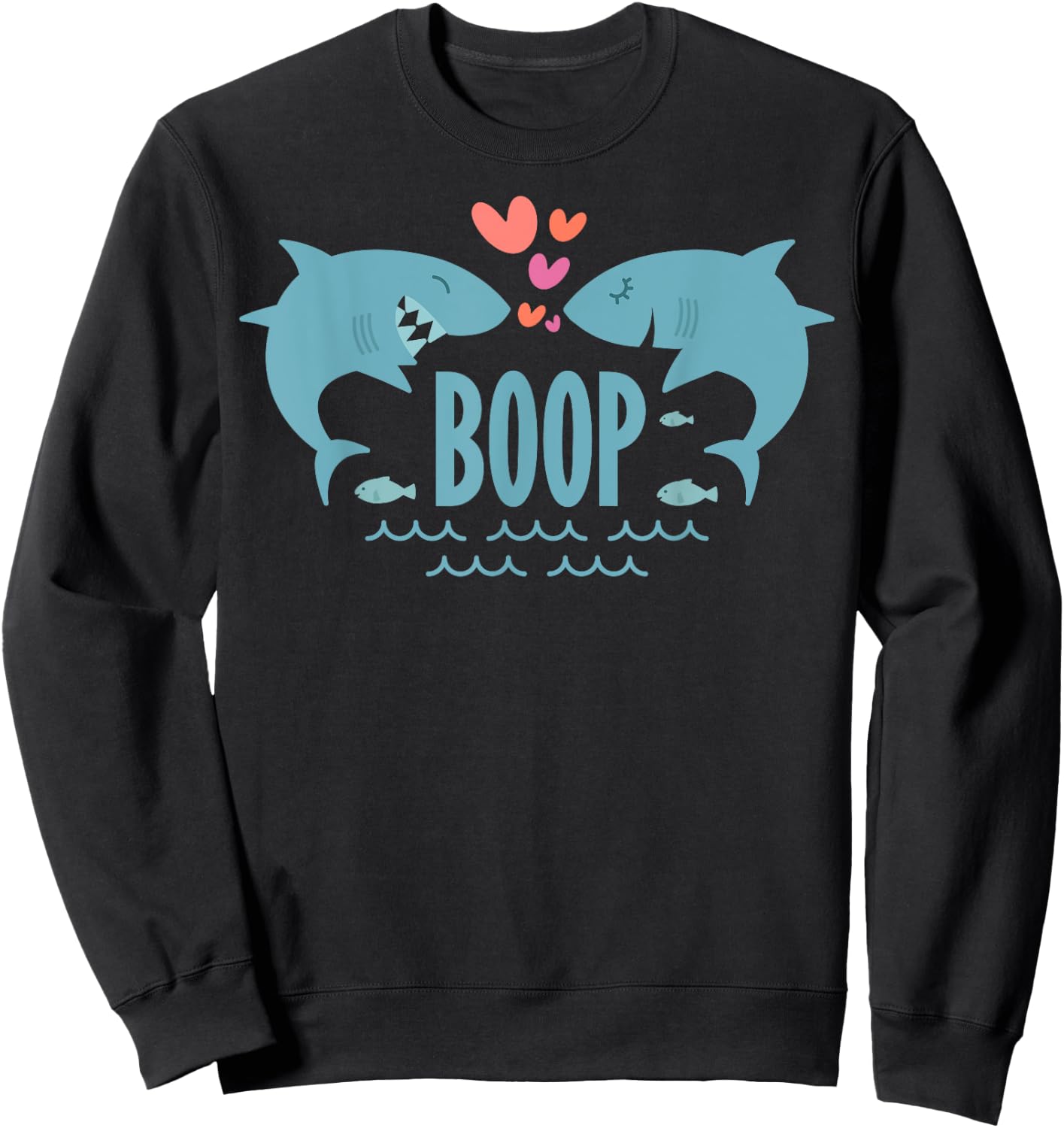 Cute Valentines Day Shark Kisses - Boop Bumping Noses Sweatshirt - Sweatshirt | Black