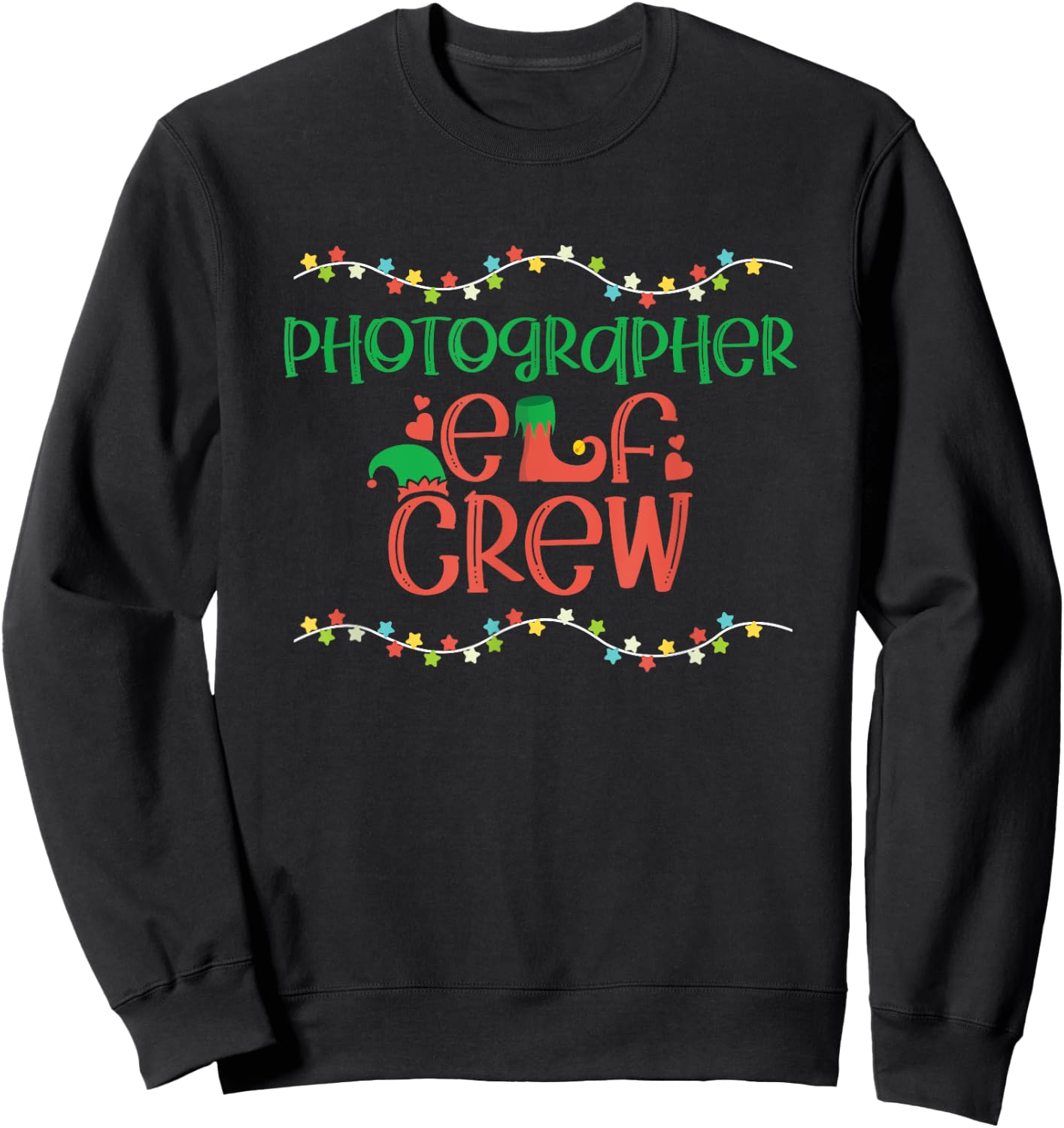 Photographer Christmas Elf Photography Camera Lover Gift Sweatshirt - Sweatshirt | Black