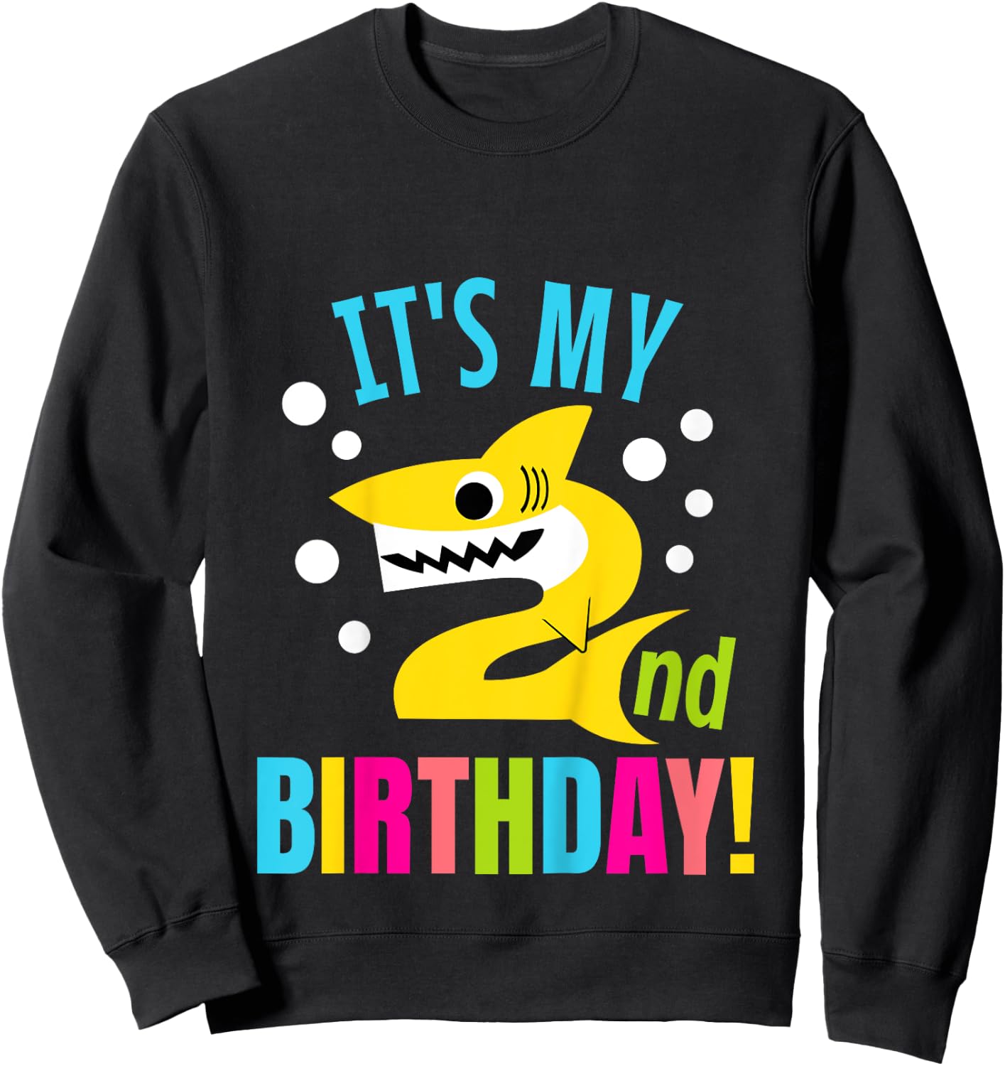 2 Year Old 2nd Shark Party Birthday Baby Gift Girls And Boys Sweatshirt - Sweatshirt | Black