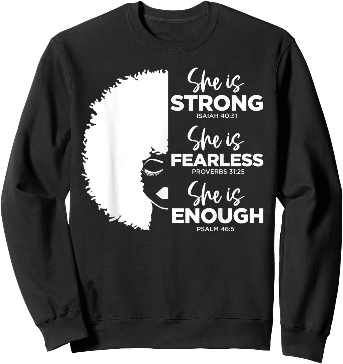 She Is Strong, She Is Fearless, She Is Enough Pull Over Sweatshirt - Sweatshirt | Black