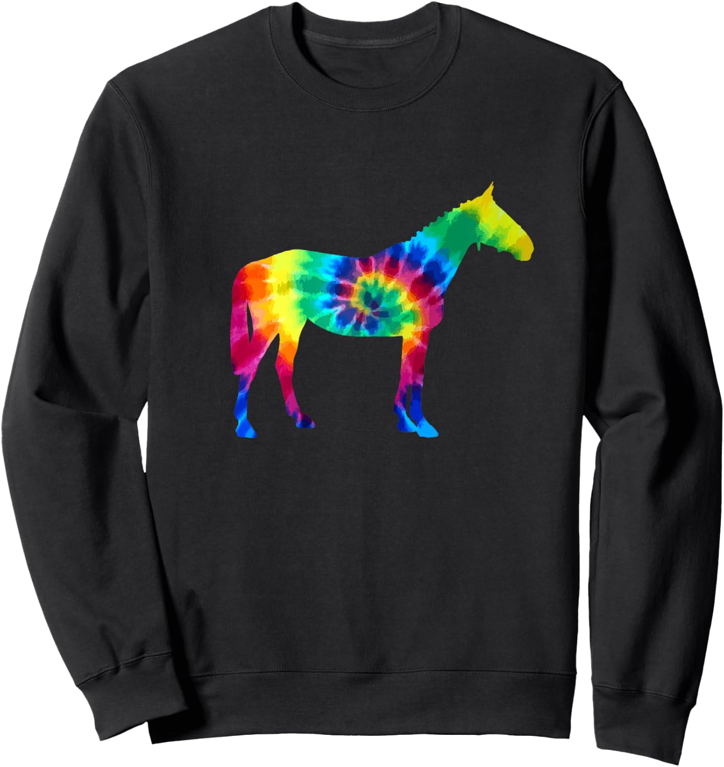 Horse Tie Dye Vintage Hippie Riding Rider Horses Sweatshirt - Sweatshirt | Black