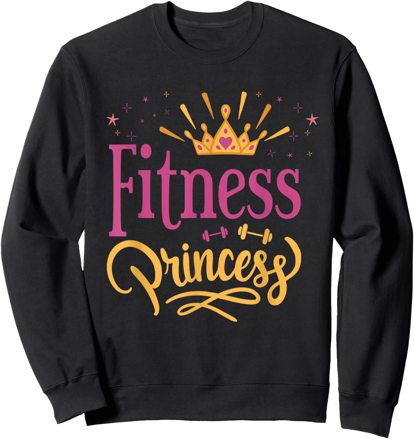 Cute Fitness Princess Girl's With Crown Workout Bodybuilding Sweatshirt - Sweatshirt | Black