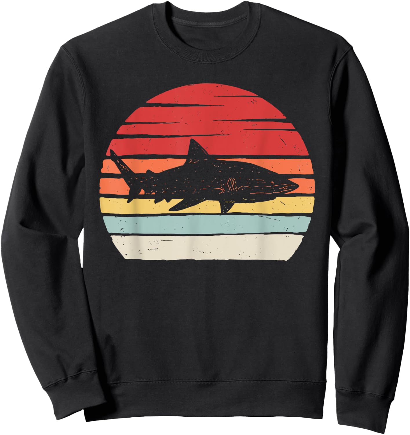 Vintage Retro Bull Shark Sweatshirt - Sweatshirt | Black