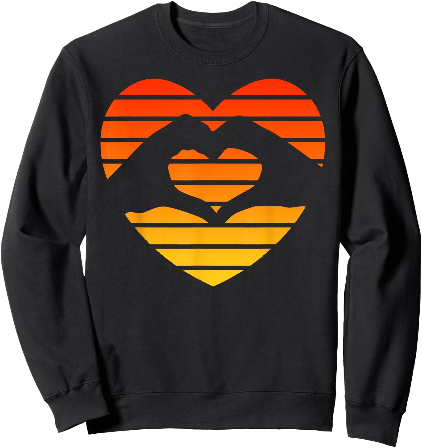 Sunset Sunrise Love Heart Hands Over Sun Sweatshirt - Sweatshirt | Black
