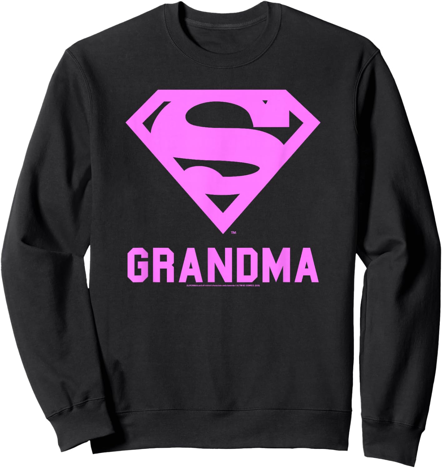 DC Comics Superman Pink Super Grandma Chest Logo Sweatshirt - Sweatshirt | Black