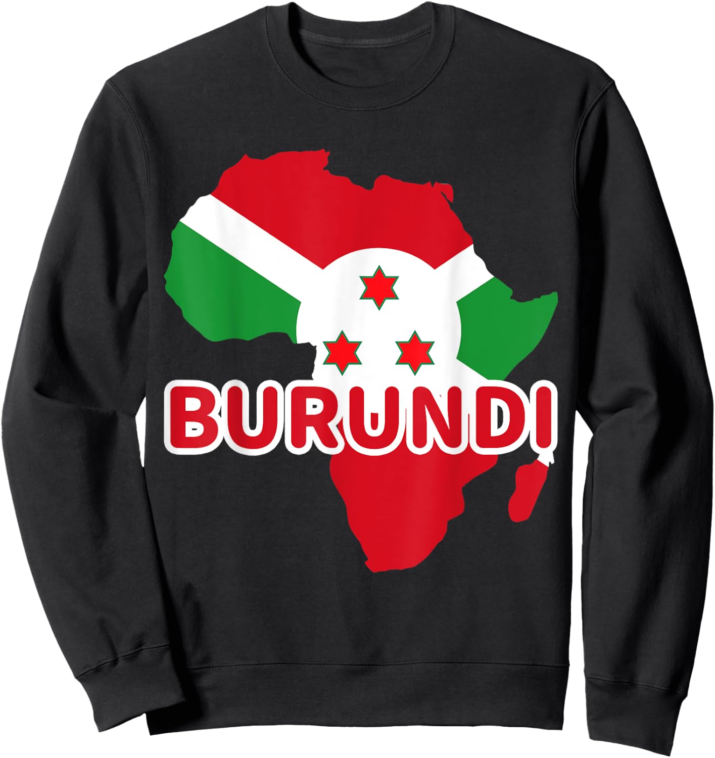 Burundi Burundian Pride Flag Map Africa Print Sweatshirt - Sweatshirt | Black