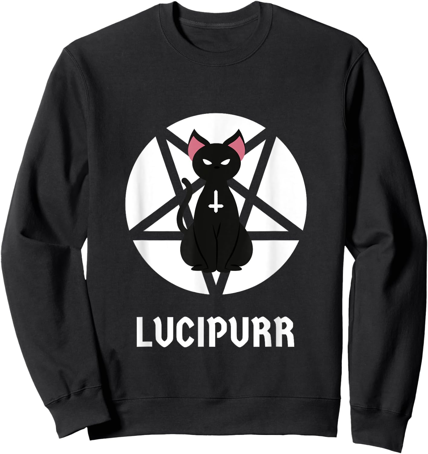 Hail Lucipurr Occult Satanic Cat Antichrist Goth Lucifer 666 Men Women Sweatshirt - Sweatshirt | Black