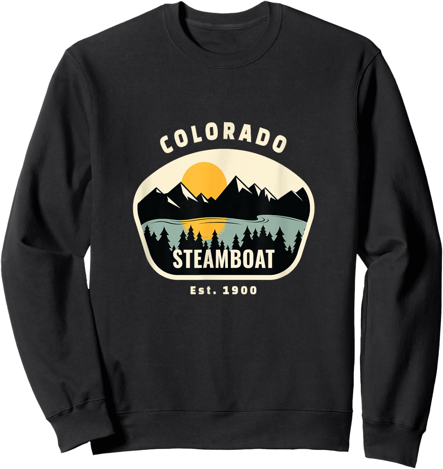 Unique Steamboat Springs Colorado Rocky Mountain Novelty Art Sweatshirt - Sweatshirt | Black