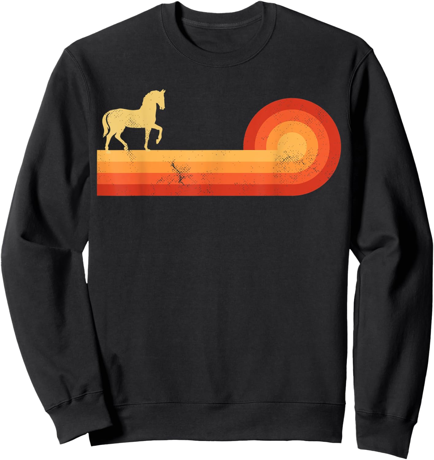 Horse Retro Vintage Sunset Farm Horseback Riding Equestrian Sweatshirt - Sweatshirt | Black