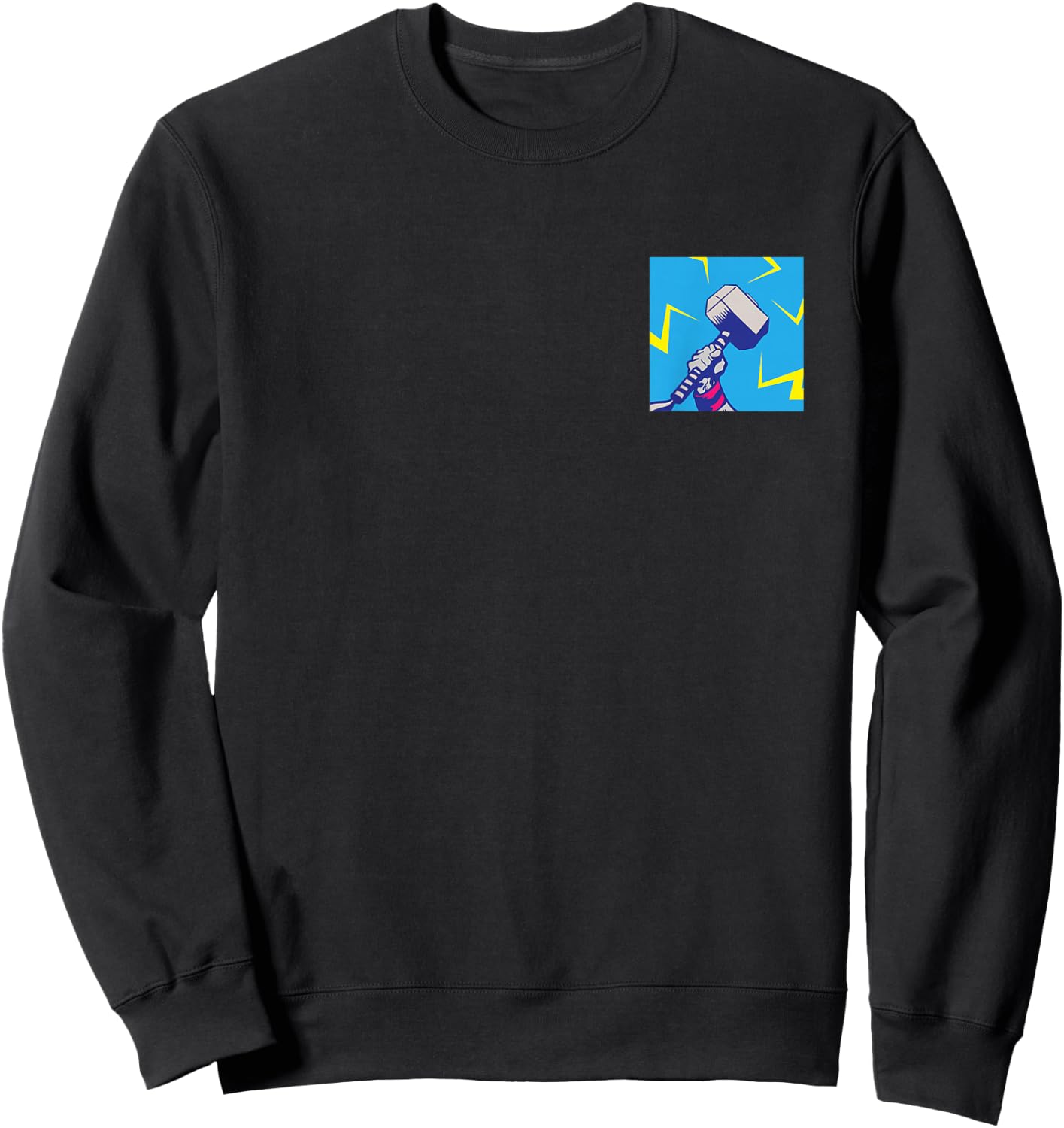 Marvel Thor Mjolnir Hammer Lightning Retro Sweatshirt - Sweatshirt | Black