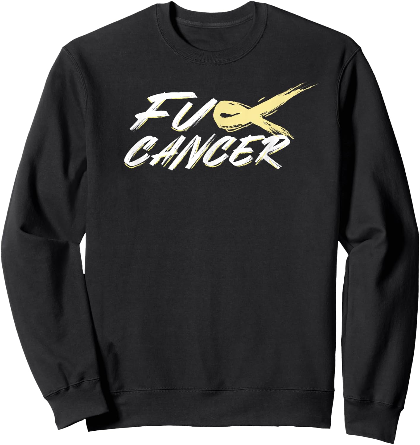 Fuck Bone Cancer F U FU Yellow Ribbon Cancer Awareness Sweatshirt - Sweatshirt | Black