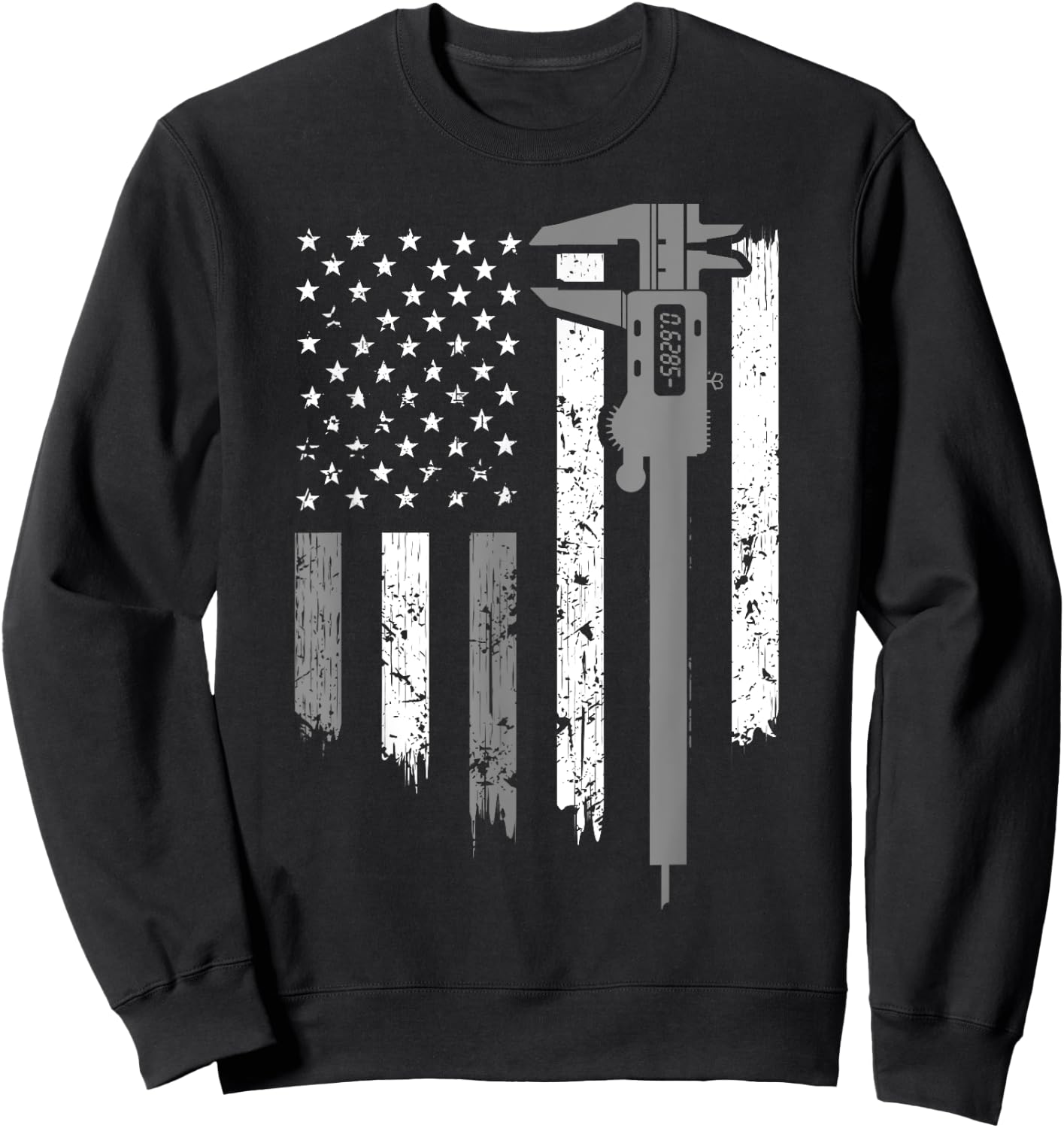 Funny USA Flag CNC Mechanic Tools Machinist Gift Men Women Sweatshirt - Sweatshirt | Black