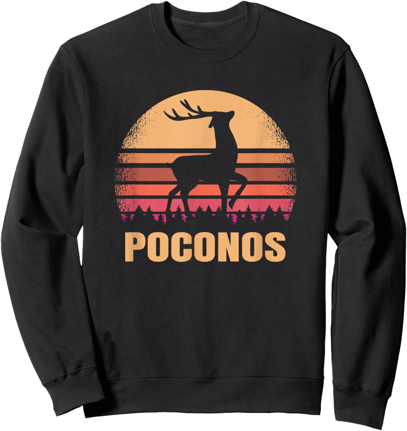 Poconos Pennsylvania Vintage Deer PA Distressed Buck Sweatshirt - Sweatshirt | Black