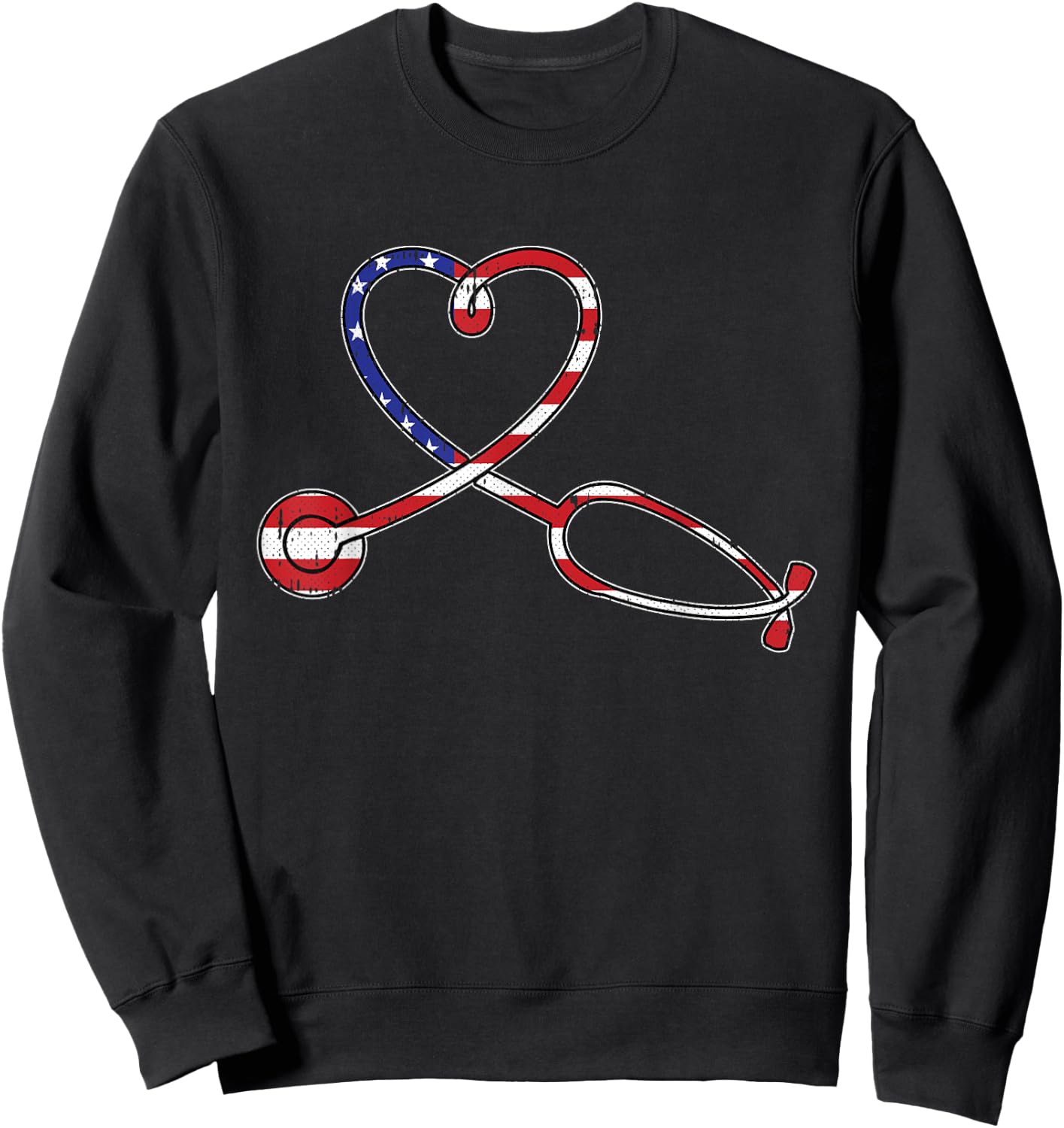 Nurse American Flag 4th Of July Heart Patriotic RN Nursing Sweatshirt - Sweatshirt | Black