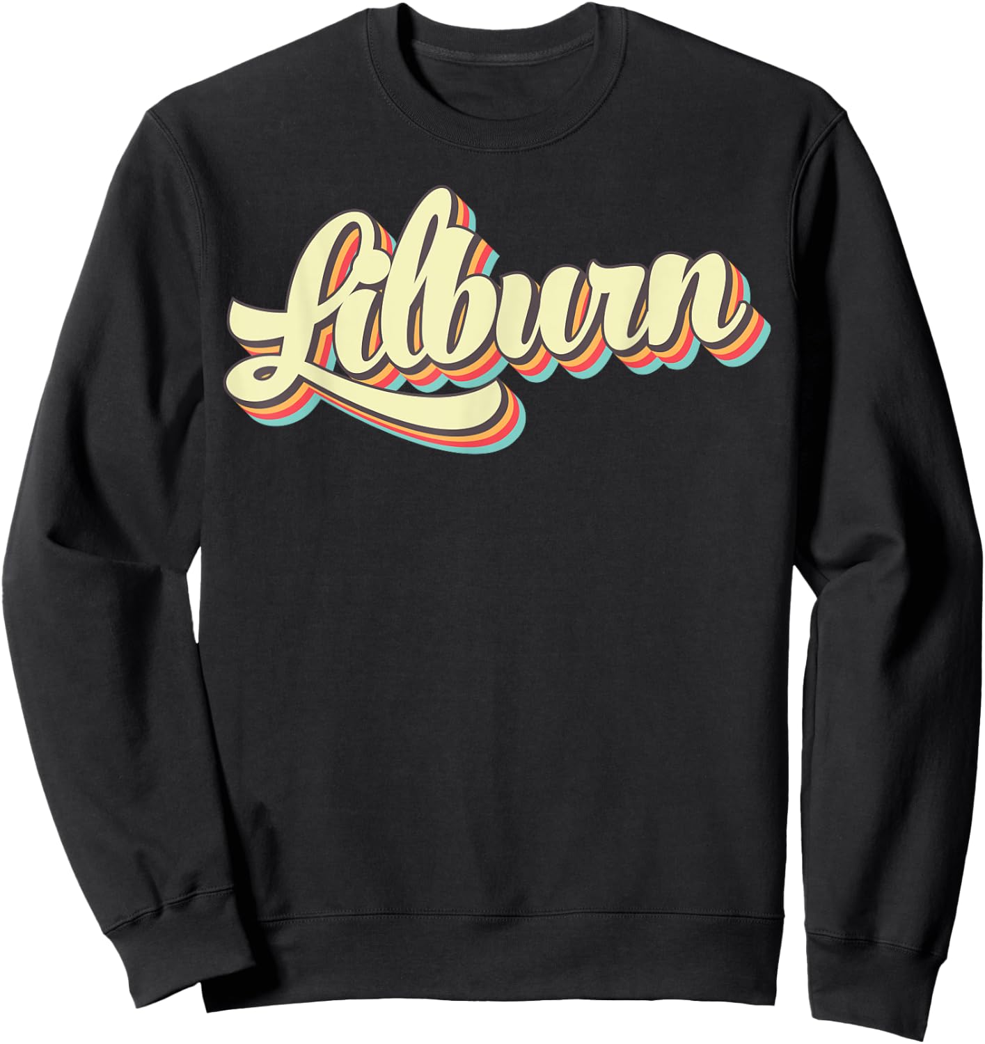 Lilburn Retro Art Baseball Font Vintage Sweatshirt - Sweatshirt | Black
