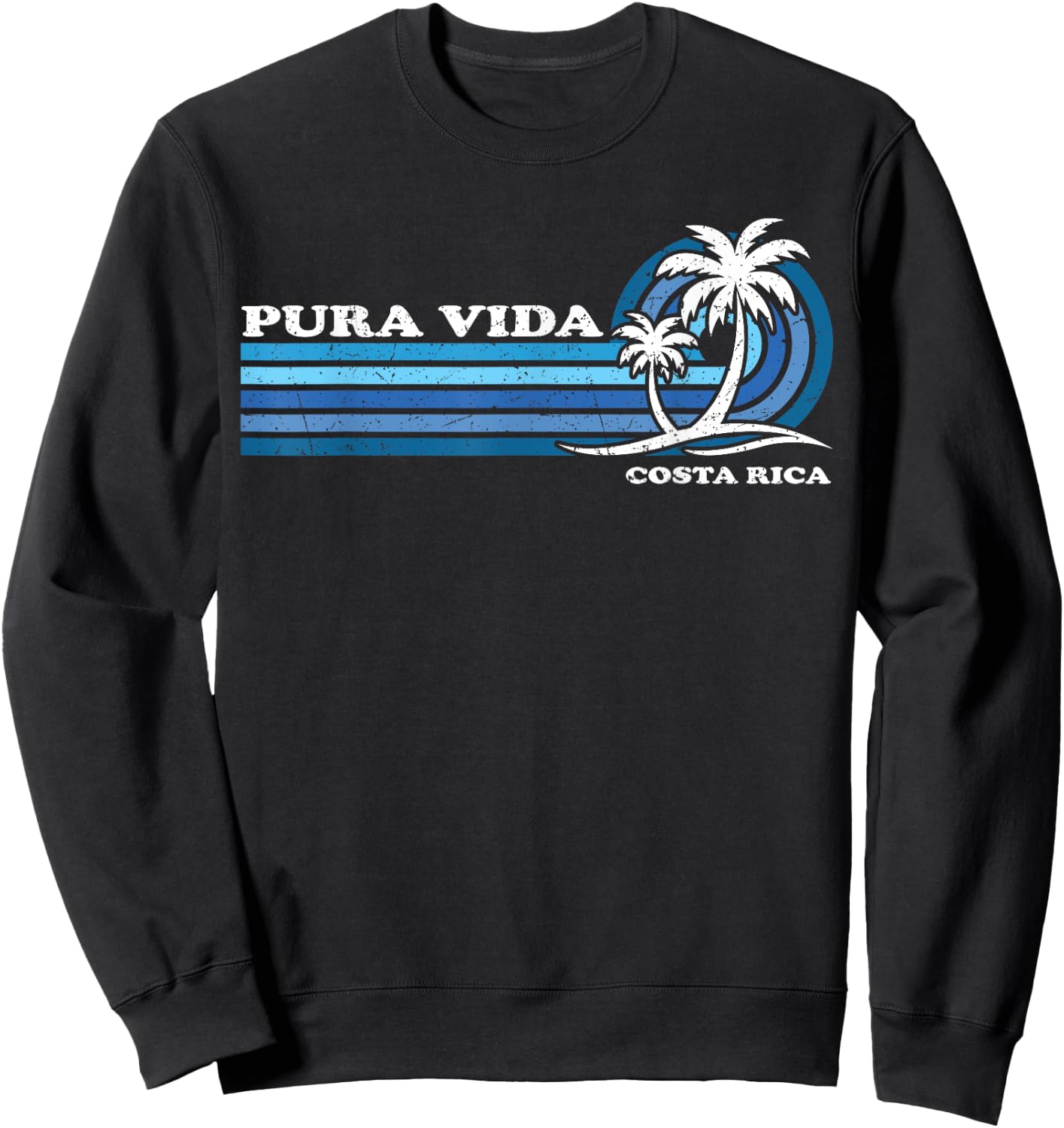 Vintage Retro Summer Vacation Costa Rica Pura Vida Beach Sweatshirt - Sweatshirt | Black