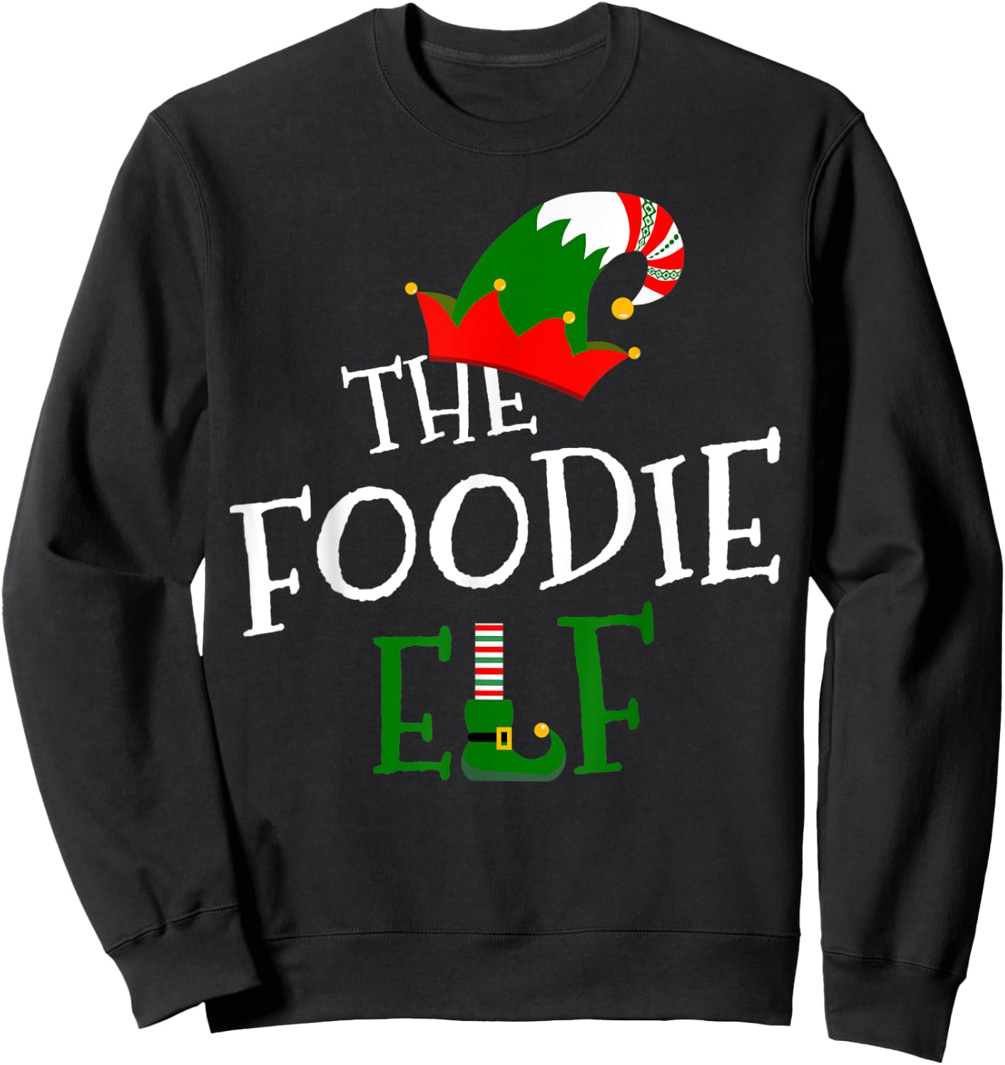 The Foodie Elf Family Matching Group Gift Christmas Costume Sweatshirt - Sweatshirt | Black