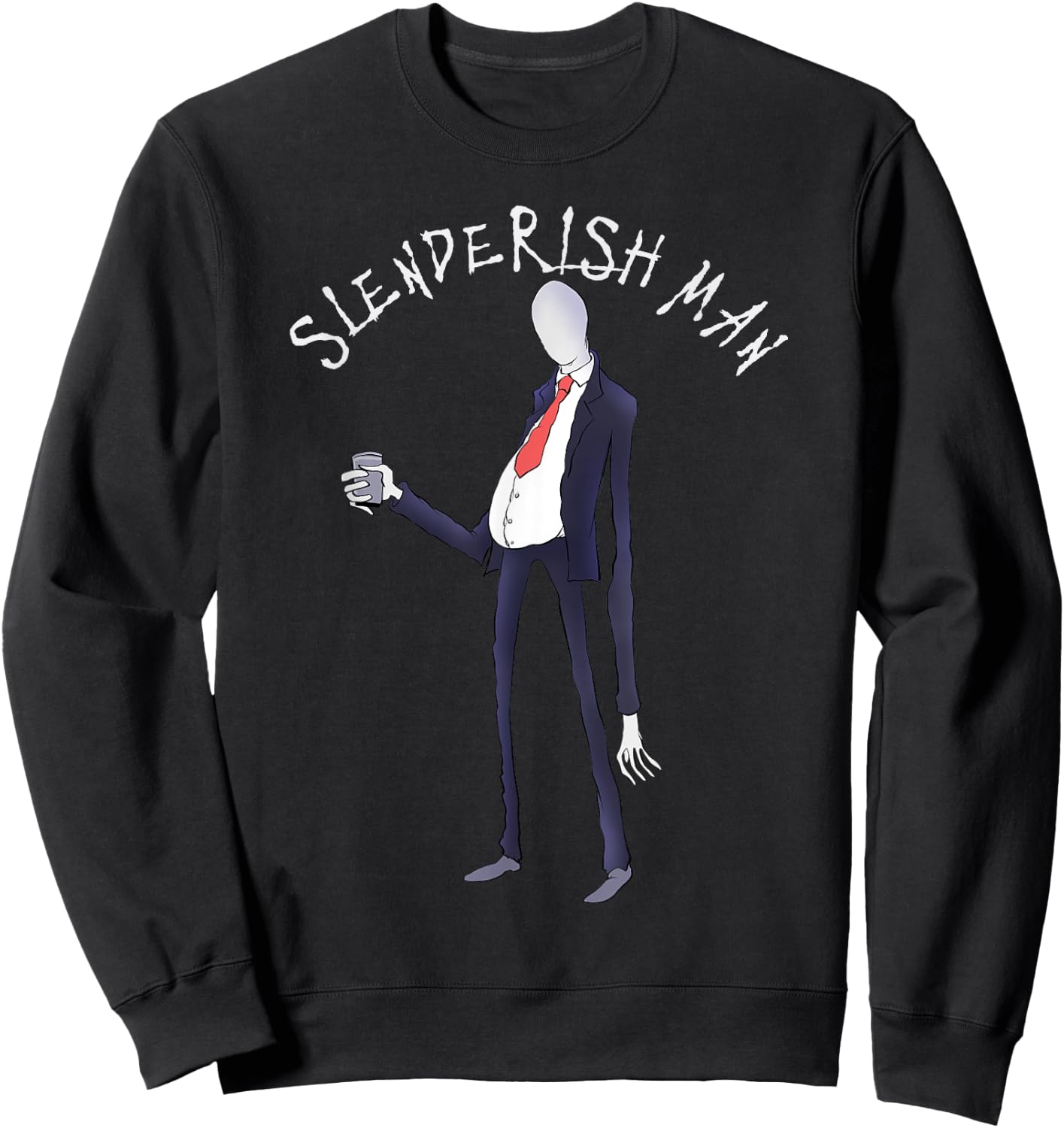 Easy Halloween costume funny slenderman men's Sweatshirt - Sweatshirt | Black