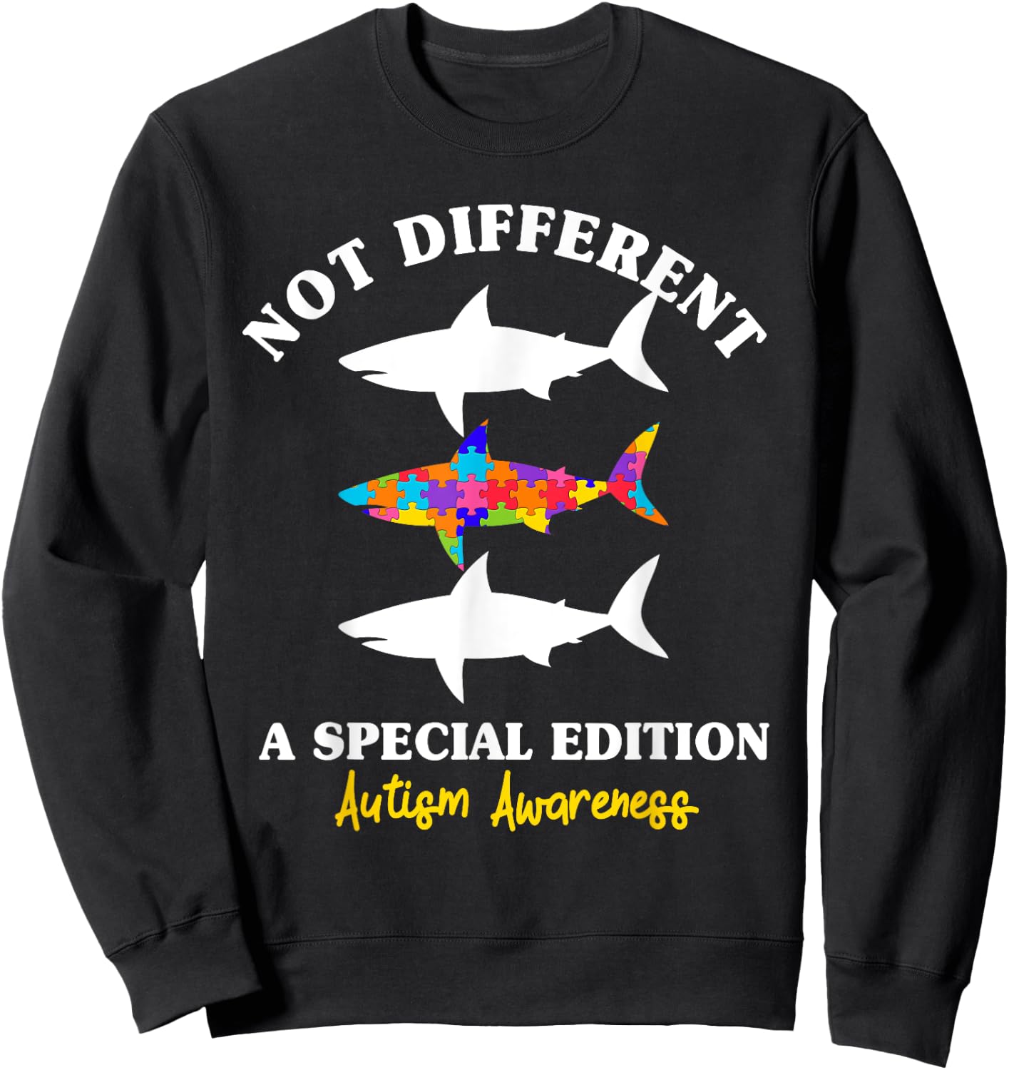 Puzzle Shark Autism Awareness Autistic Autism Moms Gift Sweatshirt - Sweatshirt | Black
