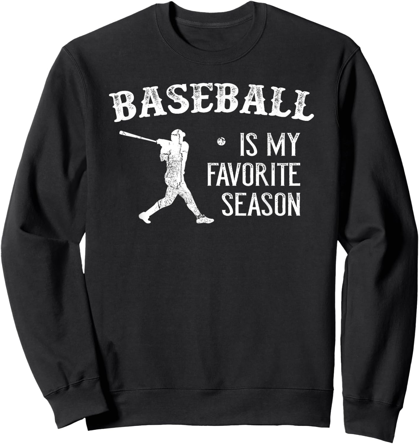 Vintage Baseball Favorite Season Sweatshirt - Sweatshirt | Black