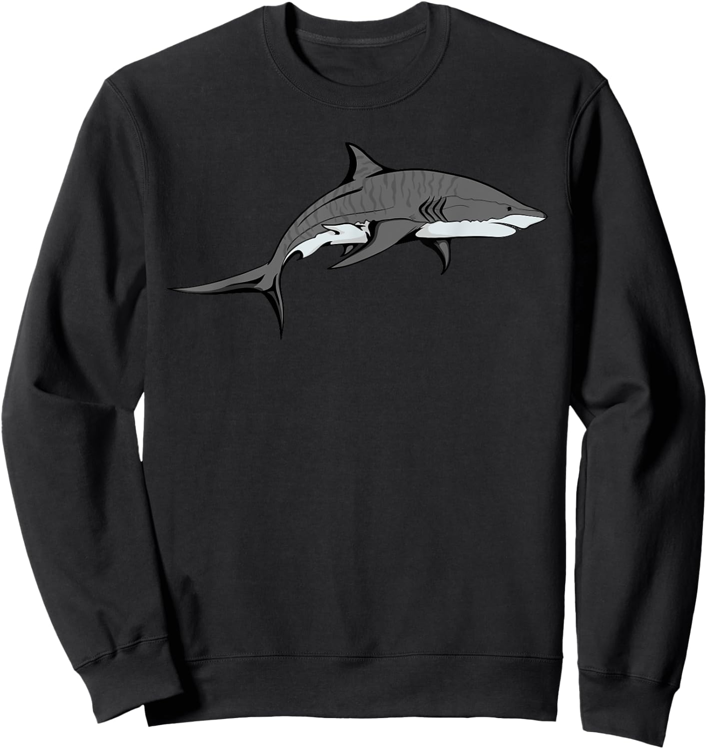 Tiger Shark Graphic Cool Shark Sweatshirt - Sweatshirt | Black