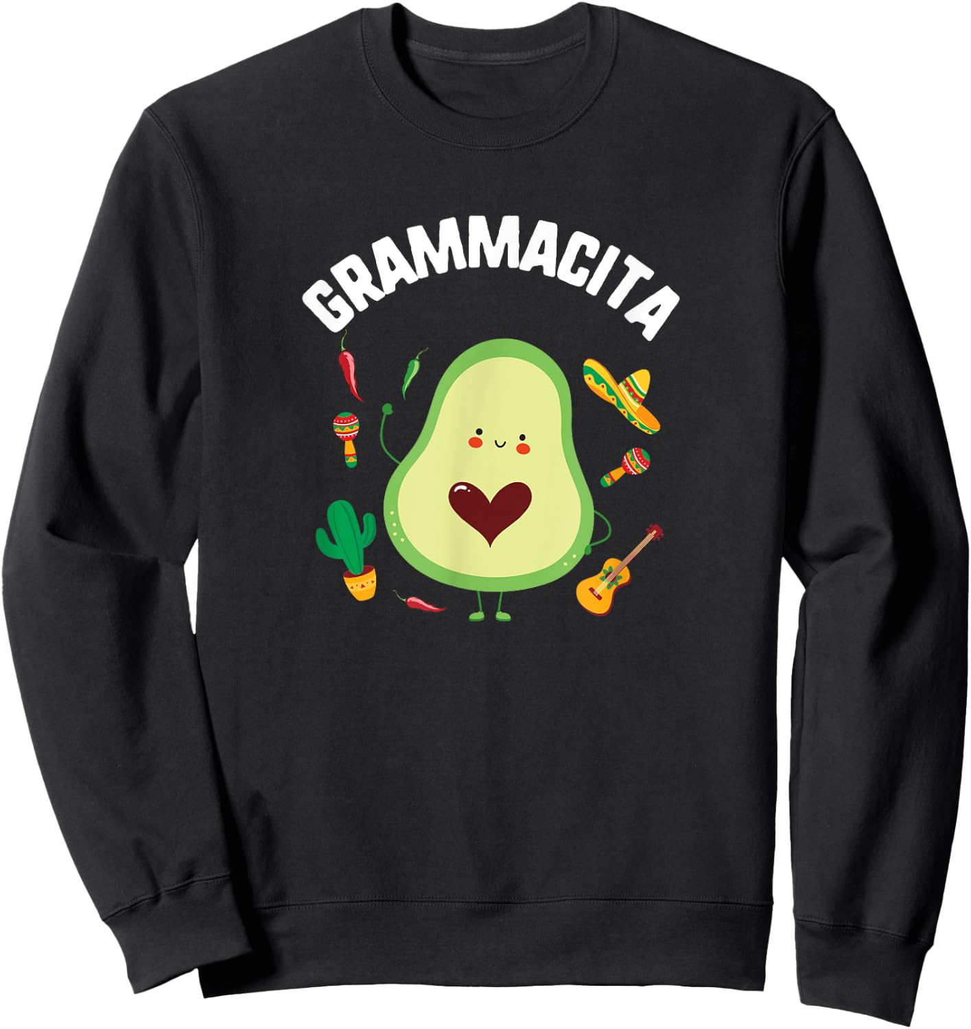 Cinco De Mayo Grammacita Guacamole Avocado Grandma Mexican Sweatshirt - Sweatshirt | Black