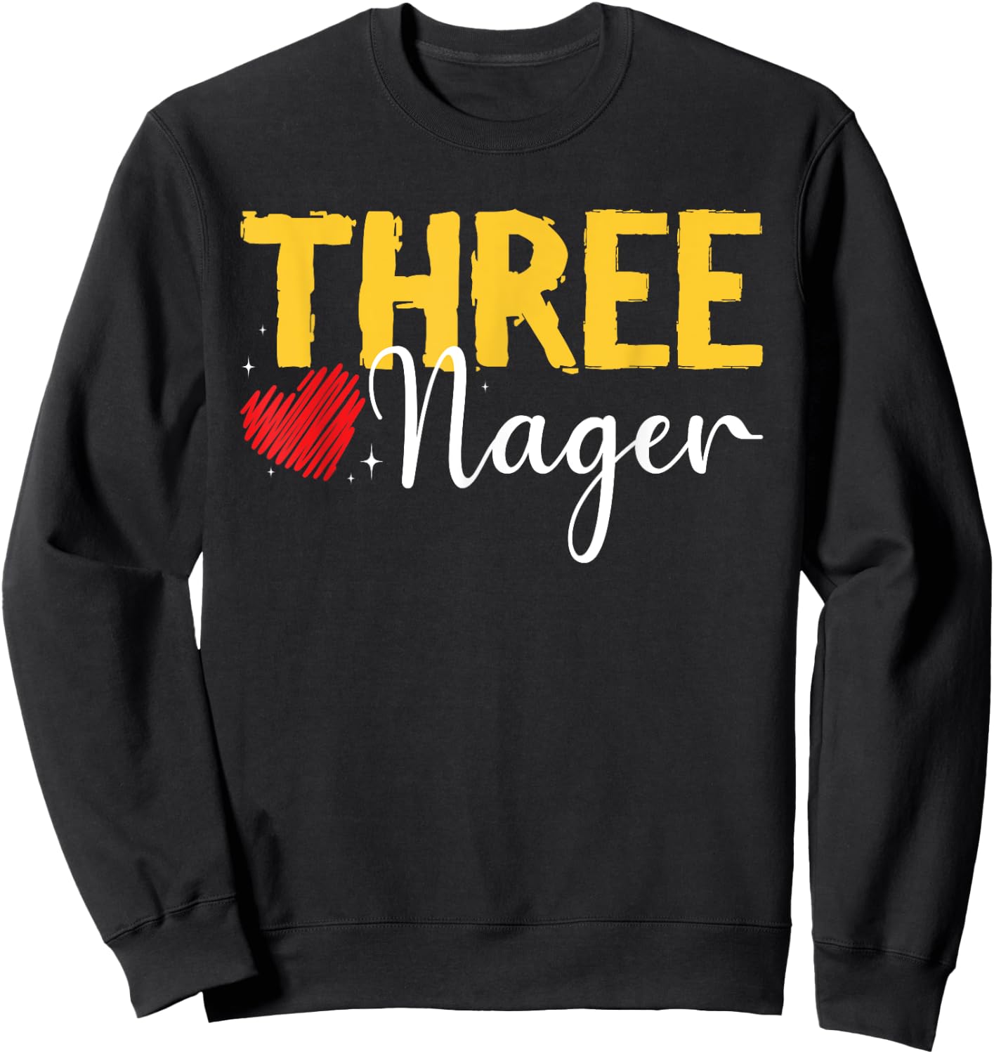 Kids Three Nager Threenager 3rd Birthday Boy Third Birthday Sweatshirt - Sweatshirt | Black