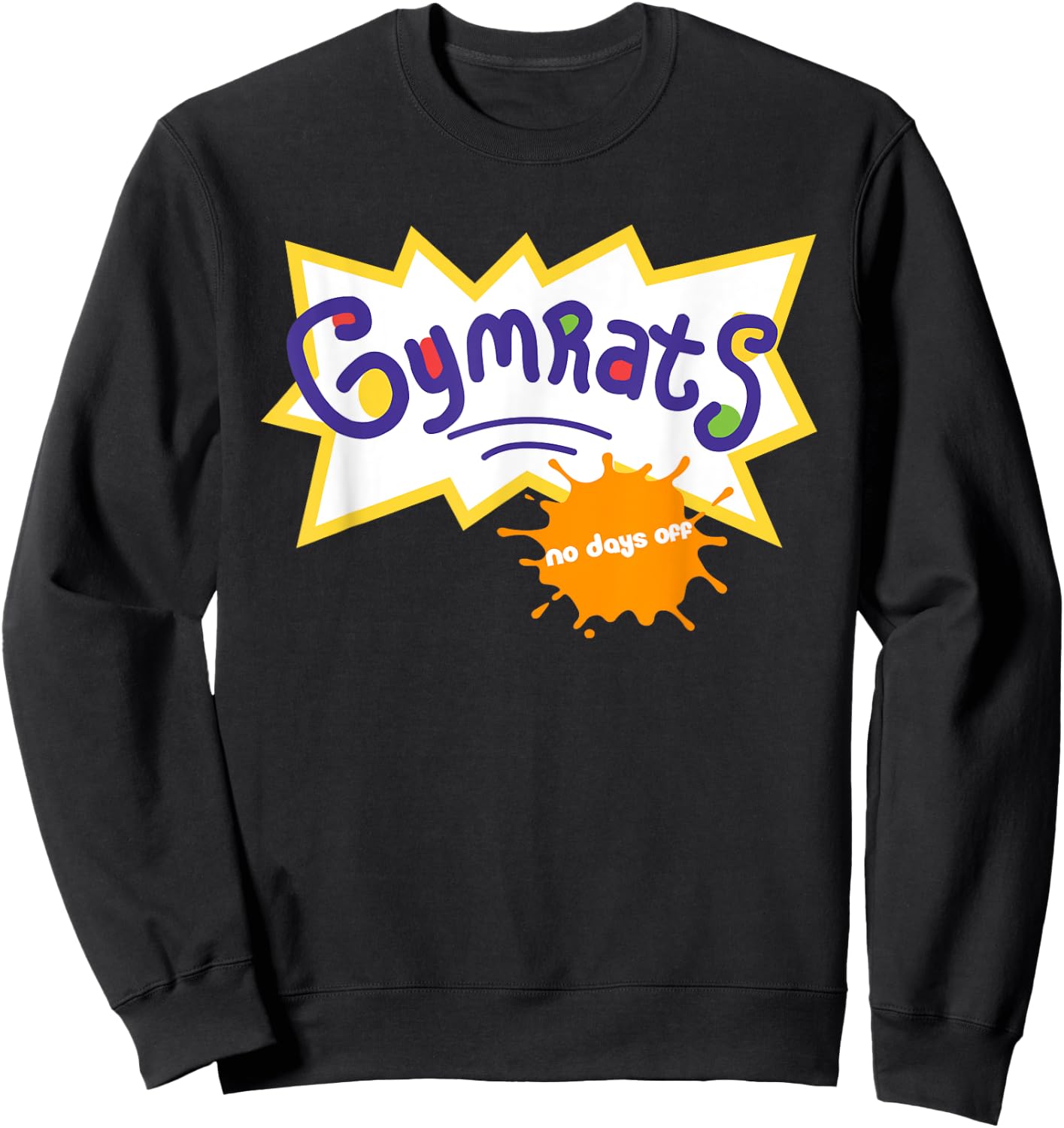 Funny Workout , Gymrats 90s TV Style Workout Graphic Sweatshirt - Sweatshirt | Black