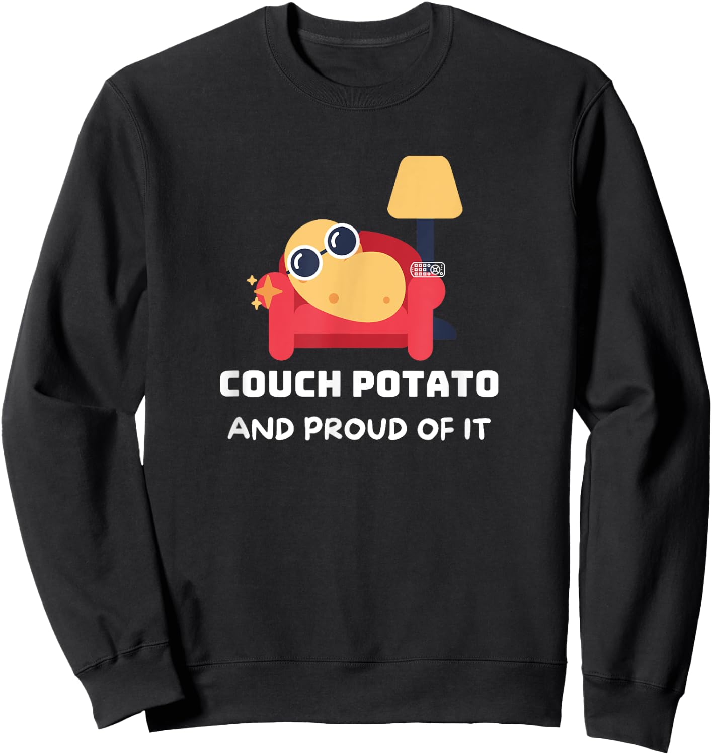 Couch potato designs Funny Couch potato and proud of it. ,Black , Small Sweatshirt - Sweatshirt | Black