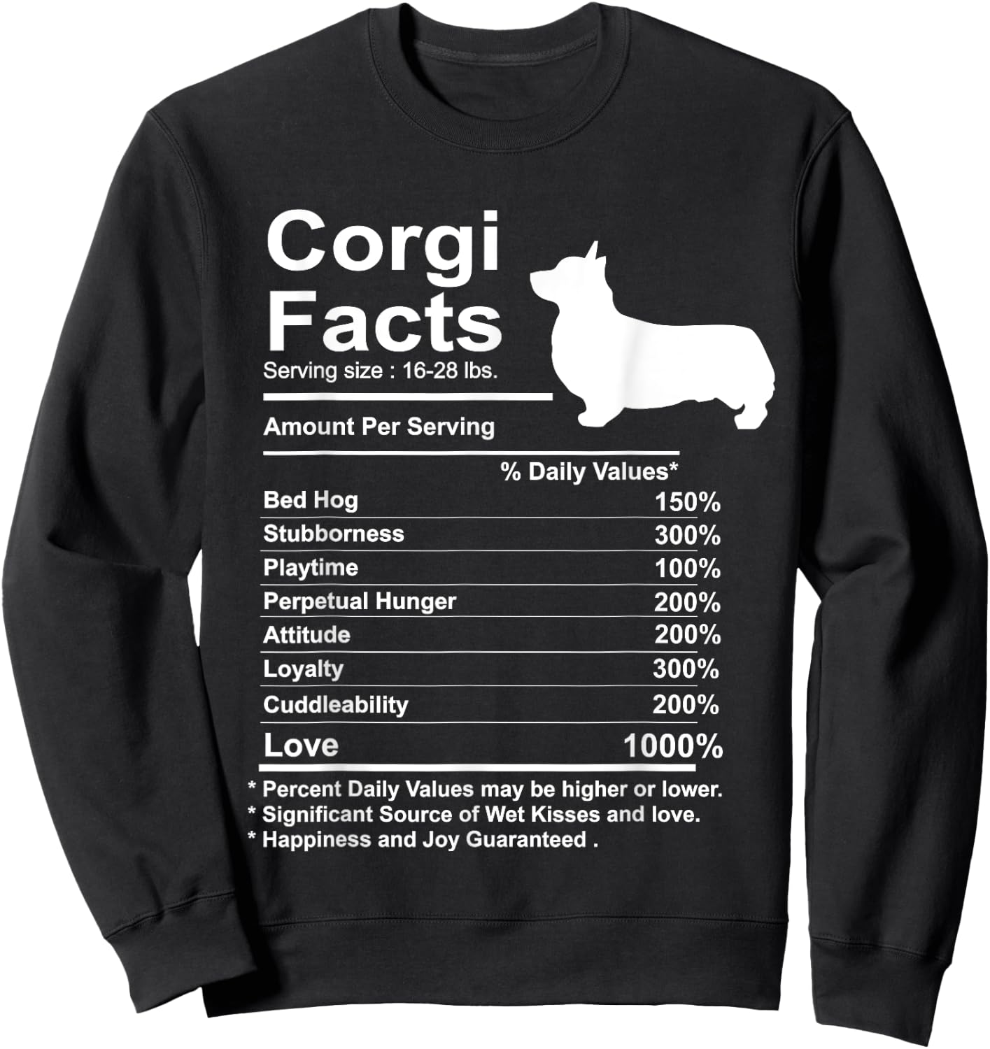Funny Corgi Facts Nutrition Gift Cardigan Pembroke Sweatshirt - Sweatshirt | Black