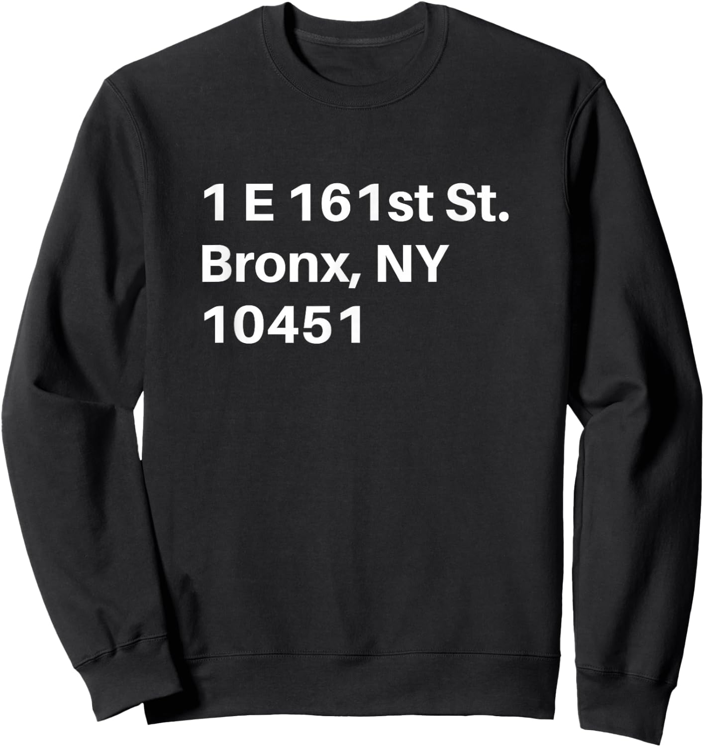 Bronx New York Baseball Stadium Address Sweatshirt - Sweatshirt | Black