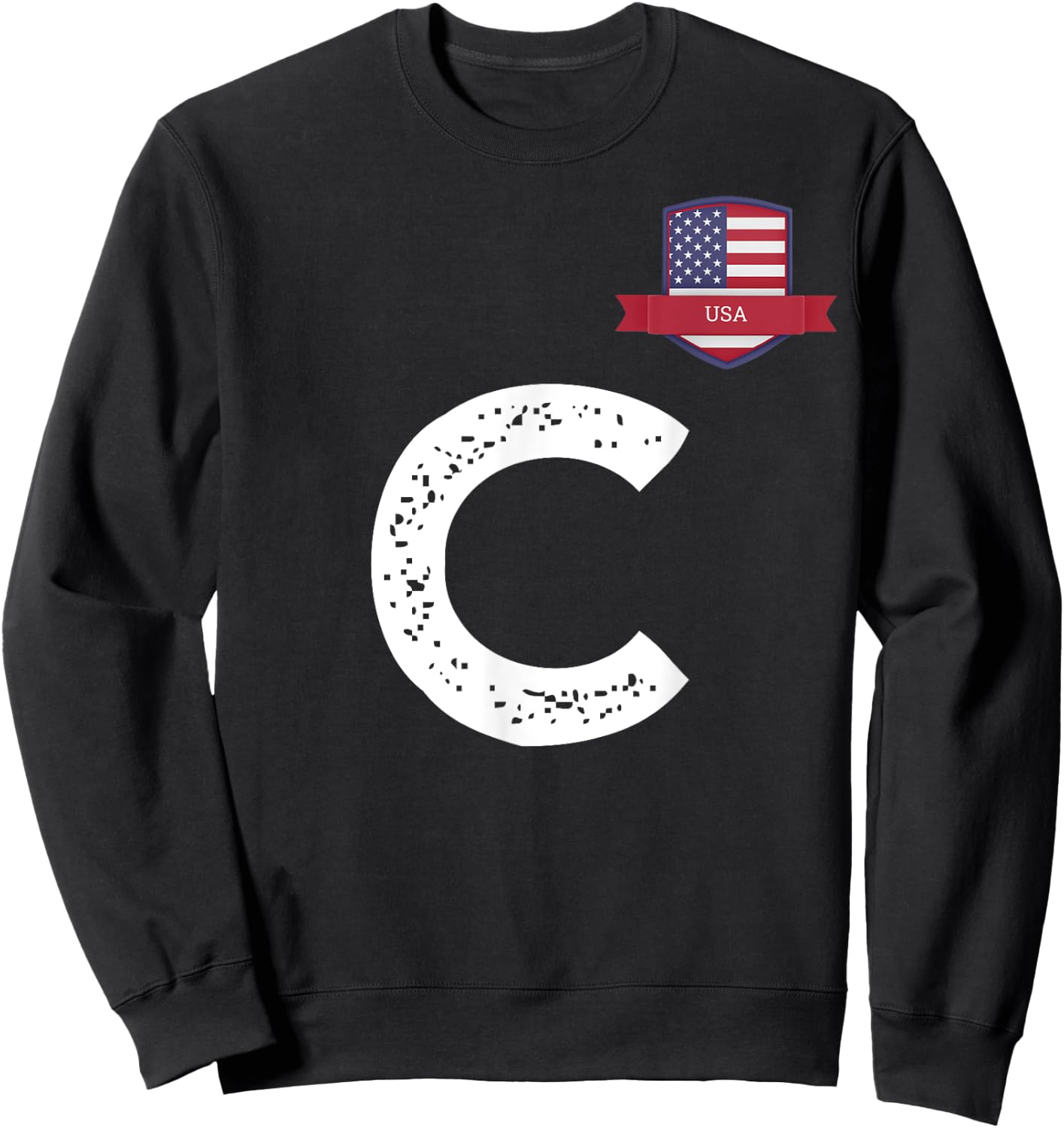 USA Human-Flag Letter C American USA Sweatshirt - Sweatshirt | Black