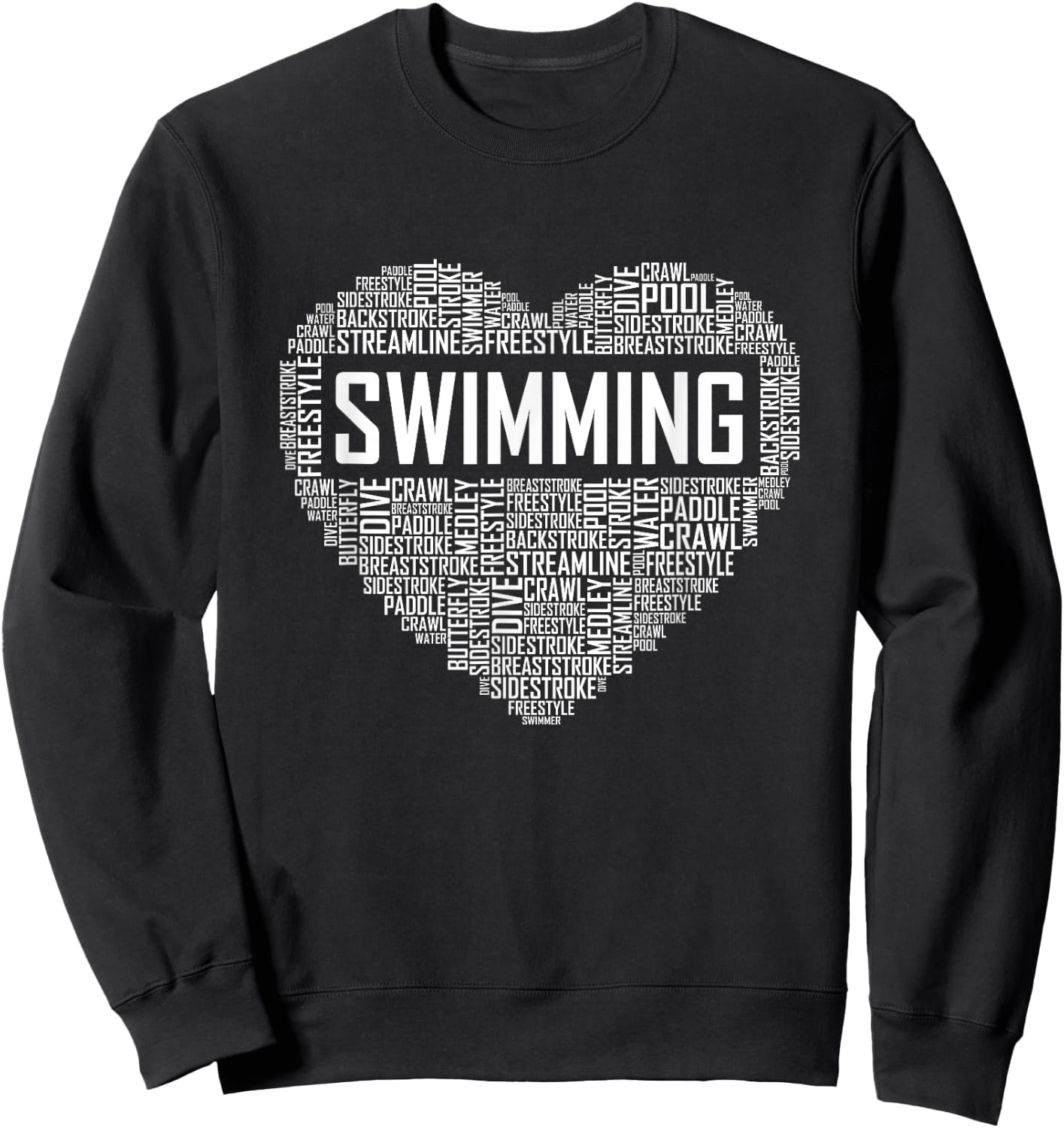 Swimming Heart Coach Swimmer Gift Swim Lover Gifts Sweatshirt - Sweatshirt | Black
