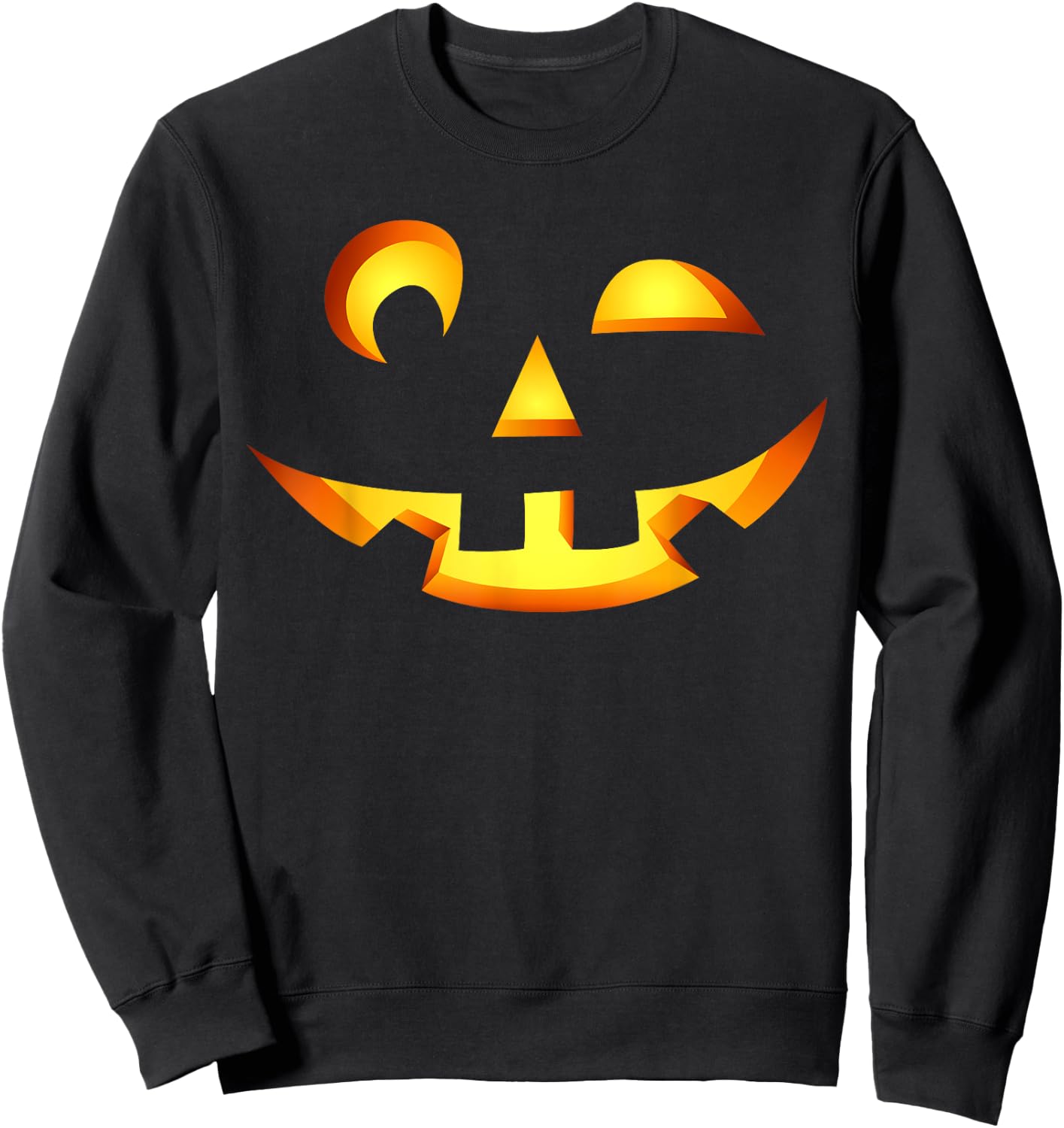 Pumpkin Jack O Lantern Face 14 Scary Pumpkin Funny Halloween Sweatshirt - Sweatshirt | Black